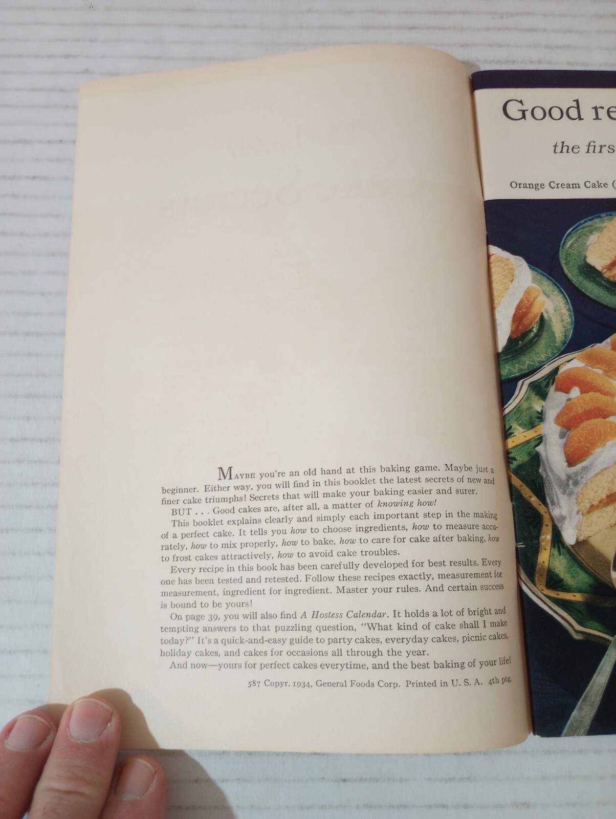 General Foods The Latest Cake Secrets Cook Book Recipes Vtg 1934 Illustrated