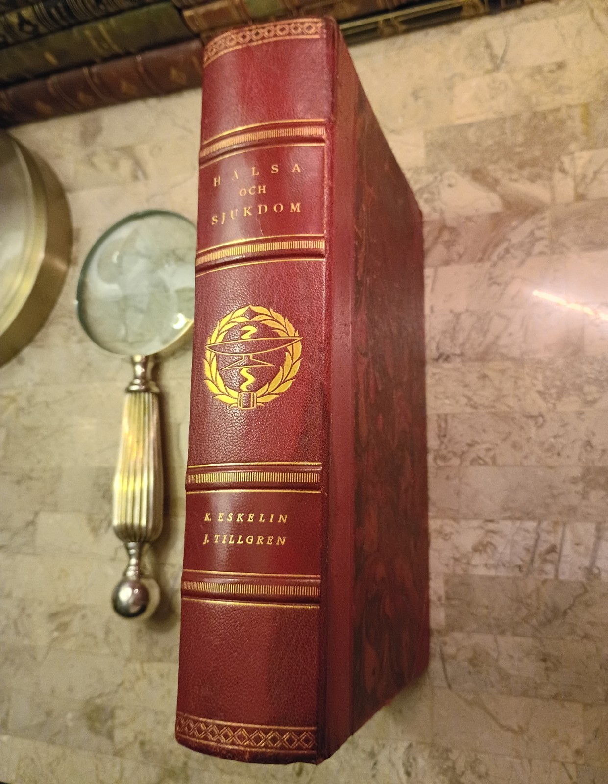 Rare 1930 Swedish Medical Book „Hälsa och Sjukdom“ – Leather Bound