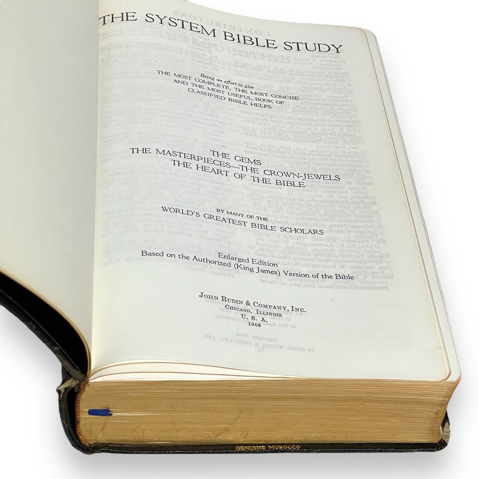 The System Bible Study Enlarged Edition KJV 1968 Morocco Leather w/RARE Insert