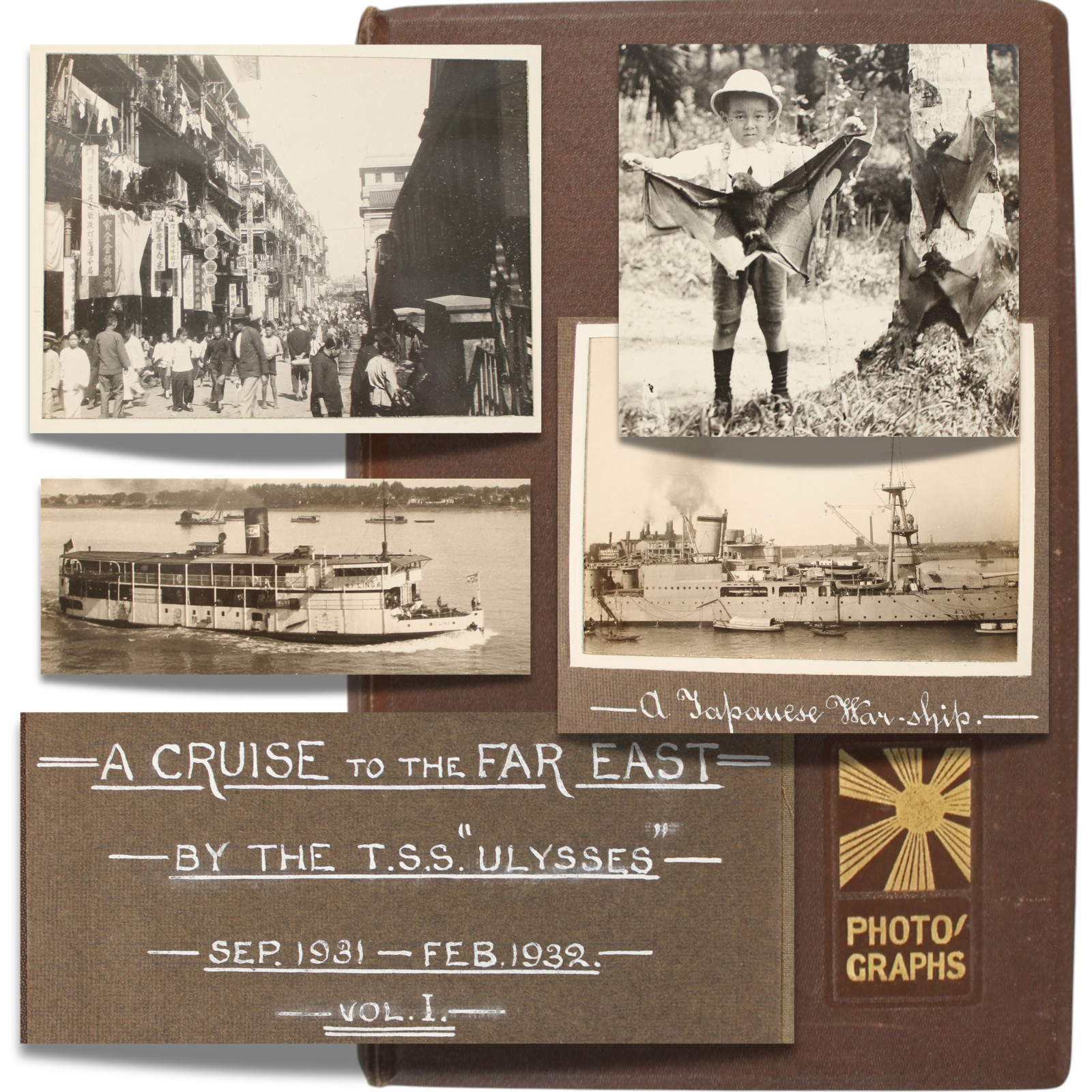 China Shanghai 1931-1932 Far East Cruise Photo Album Hong Kong Blue Funnel