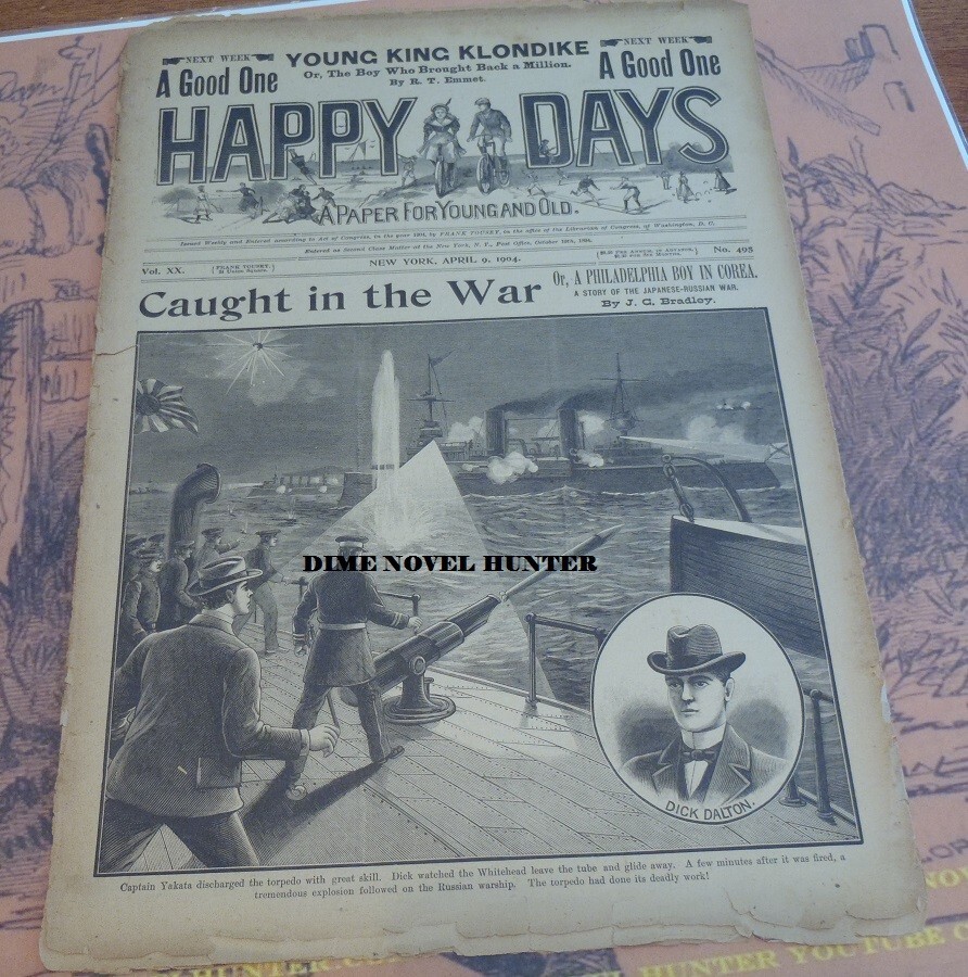 JAPANESE RUSSIAN WAR HAPPY COVER HAPPY DAYS #495 1904 FRANK TOUSEY DIME NOVEL