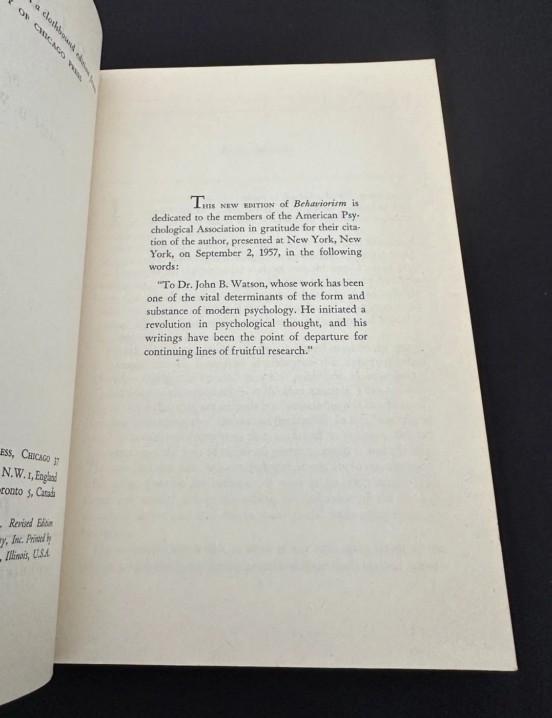 Behaviorism John B Watson Phoenix Books c1960s VG Psychology Classic