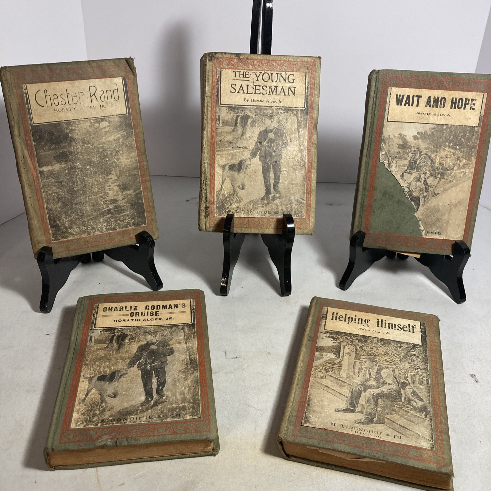 VINTAGE Lot of 5 1800s 1900s Books Horatio Alger Hardcover Book Collection