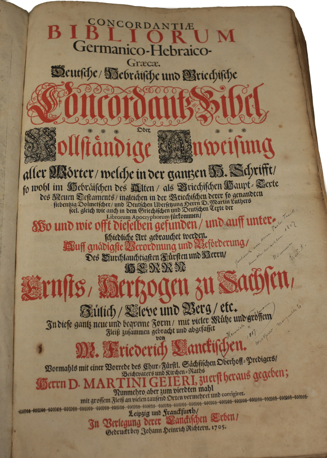 F Lanckisch; Martinus Geierus, Concordantiae bibliorum Germanico 1705