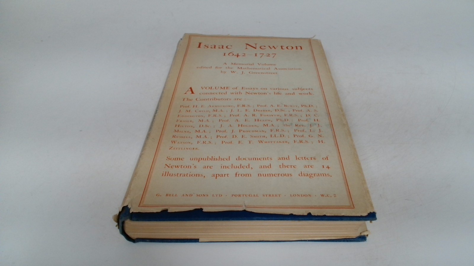 Isaac Newton 1642-1727, W J Greenstreet, G Bell And Sons Ltd, 192