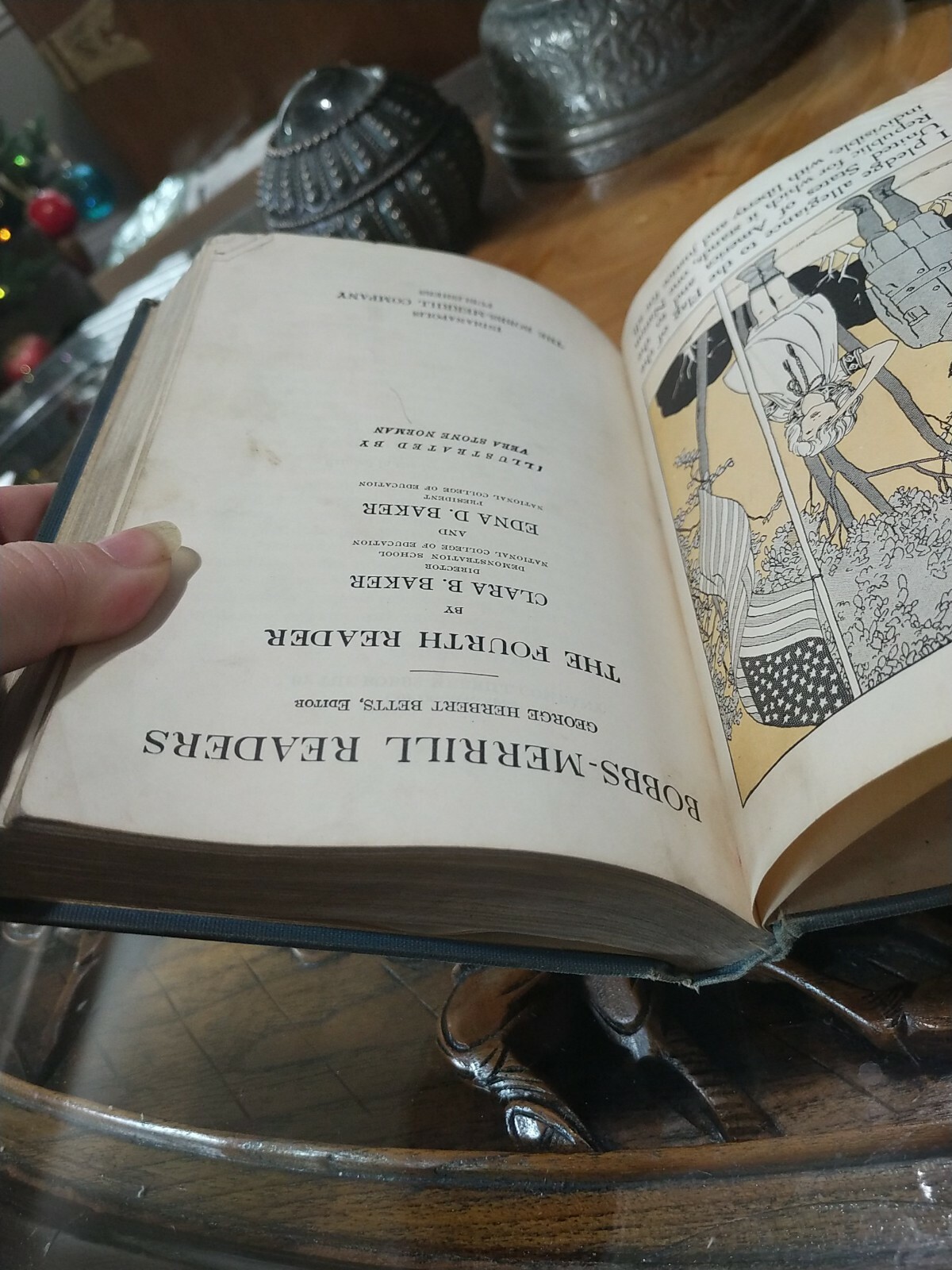 1929 Bobbs Merrill Fourth Reader Book. ERROR PRINTING. Upside down