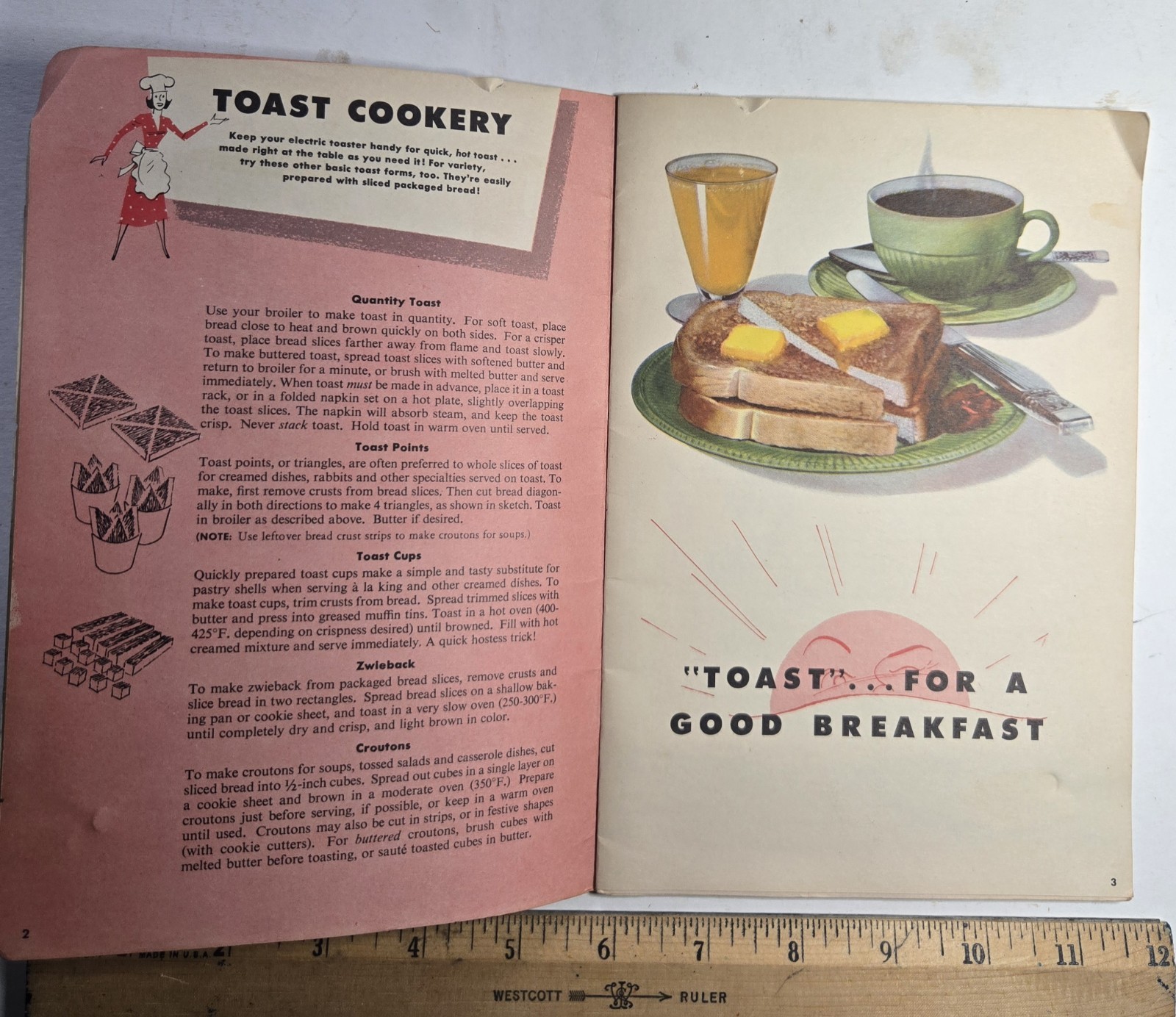 RECIPES ON TOAST 1950 Mid Century Cook Booklet Book Marathon Corp