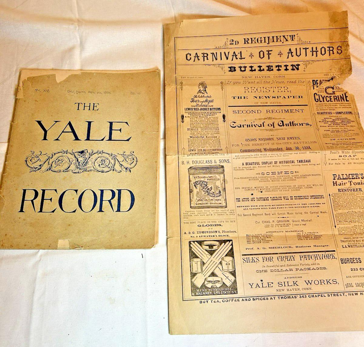 The Yale Record 1886 And New Haven Ct Register Bulletin 1884 Newspaper