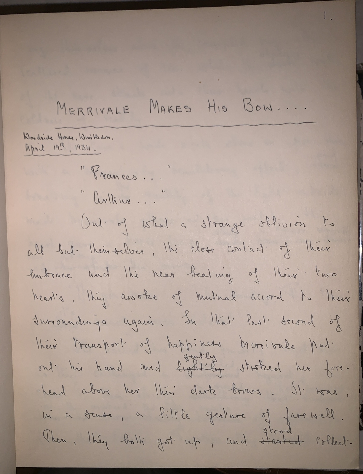 G. WYNDHAM HASLETT ARCHIVE, 1926-38, MANUSCRIPTS, TYPESCRIPTS, OCCULT FICTION