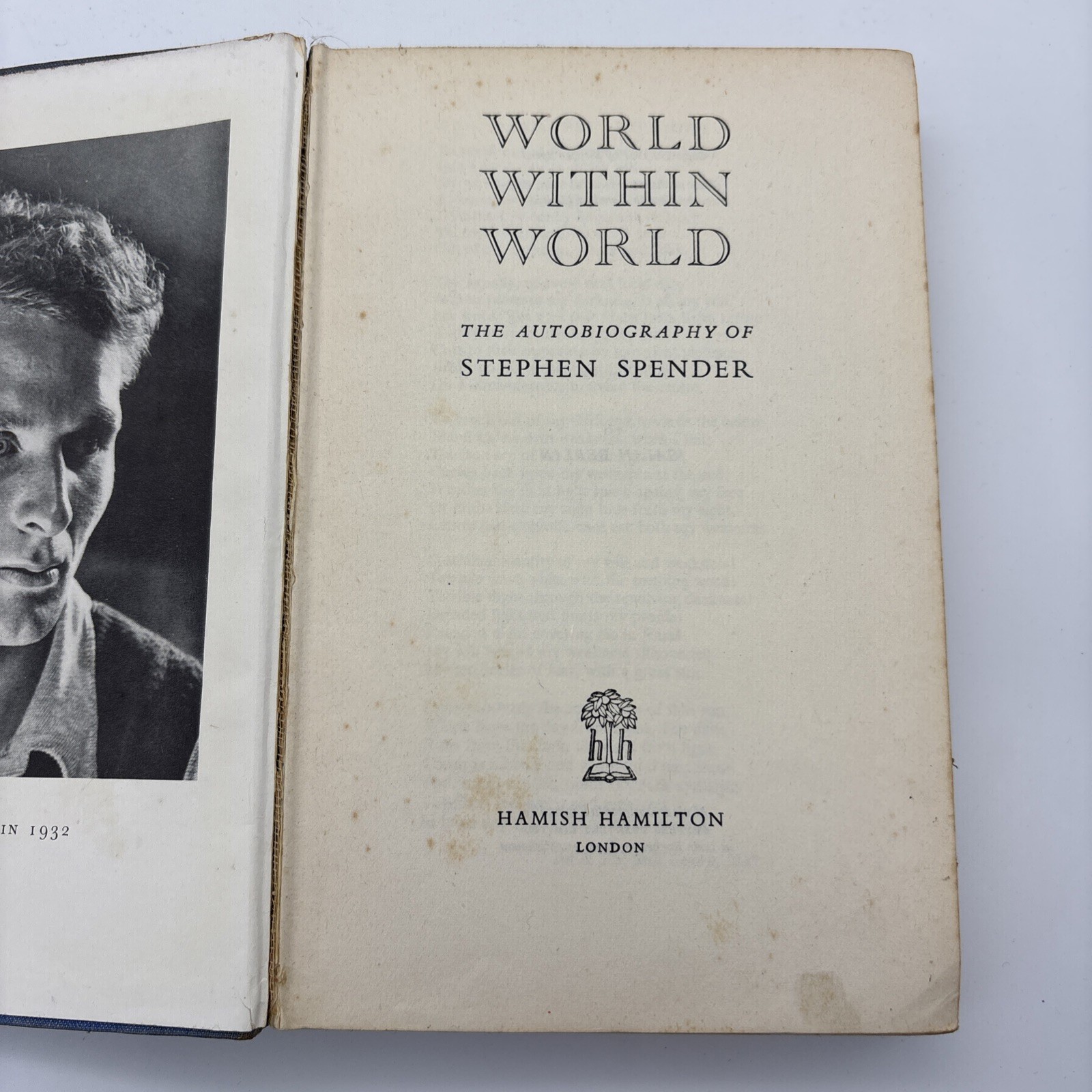 Stephen Spender World Within World 1951 1st Edition Hamish Hamilton HC