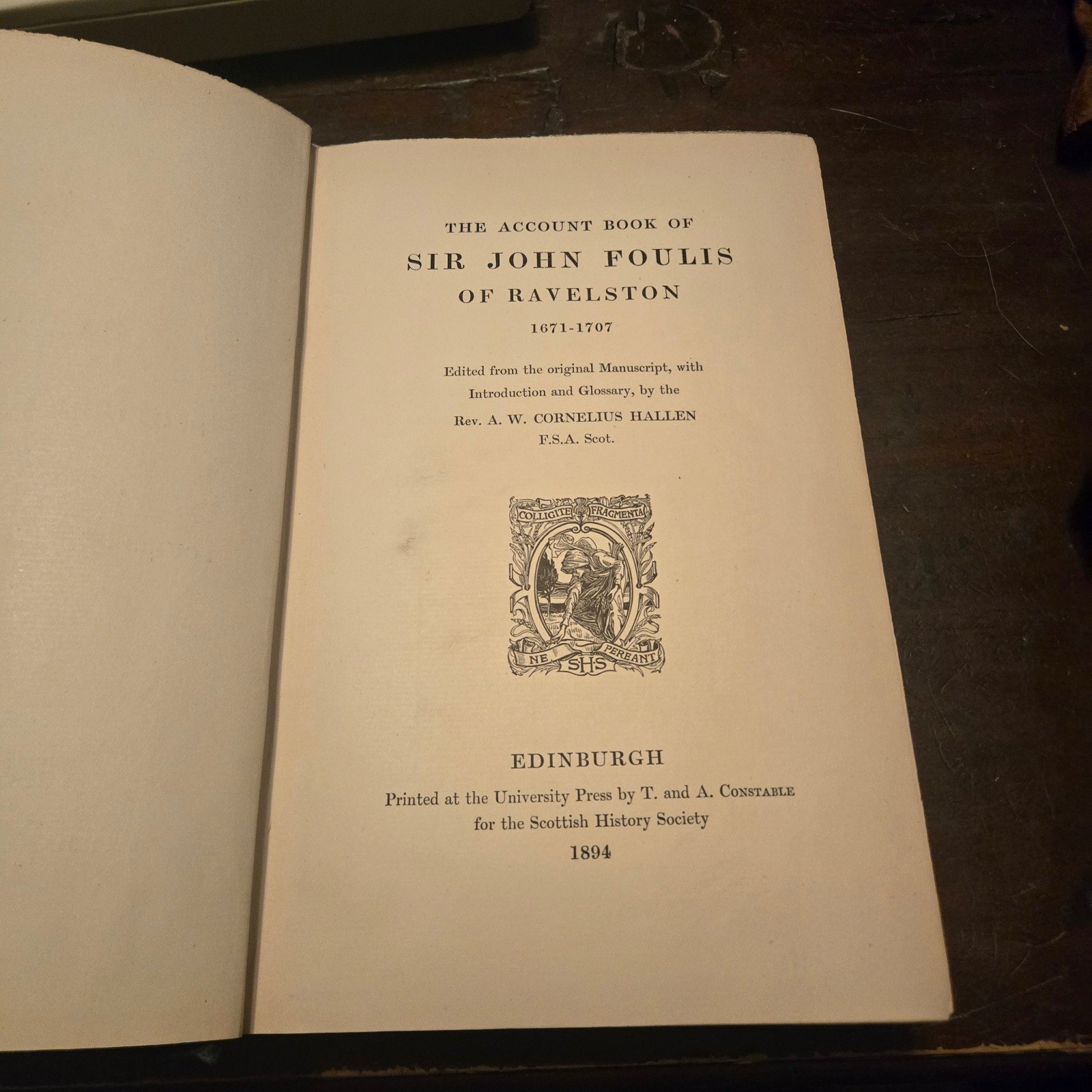 1894 Account Book of Sir John Foulis of Ravelston Scottish History Society