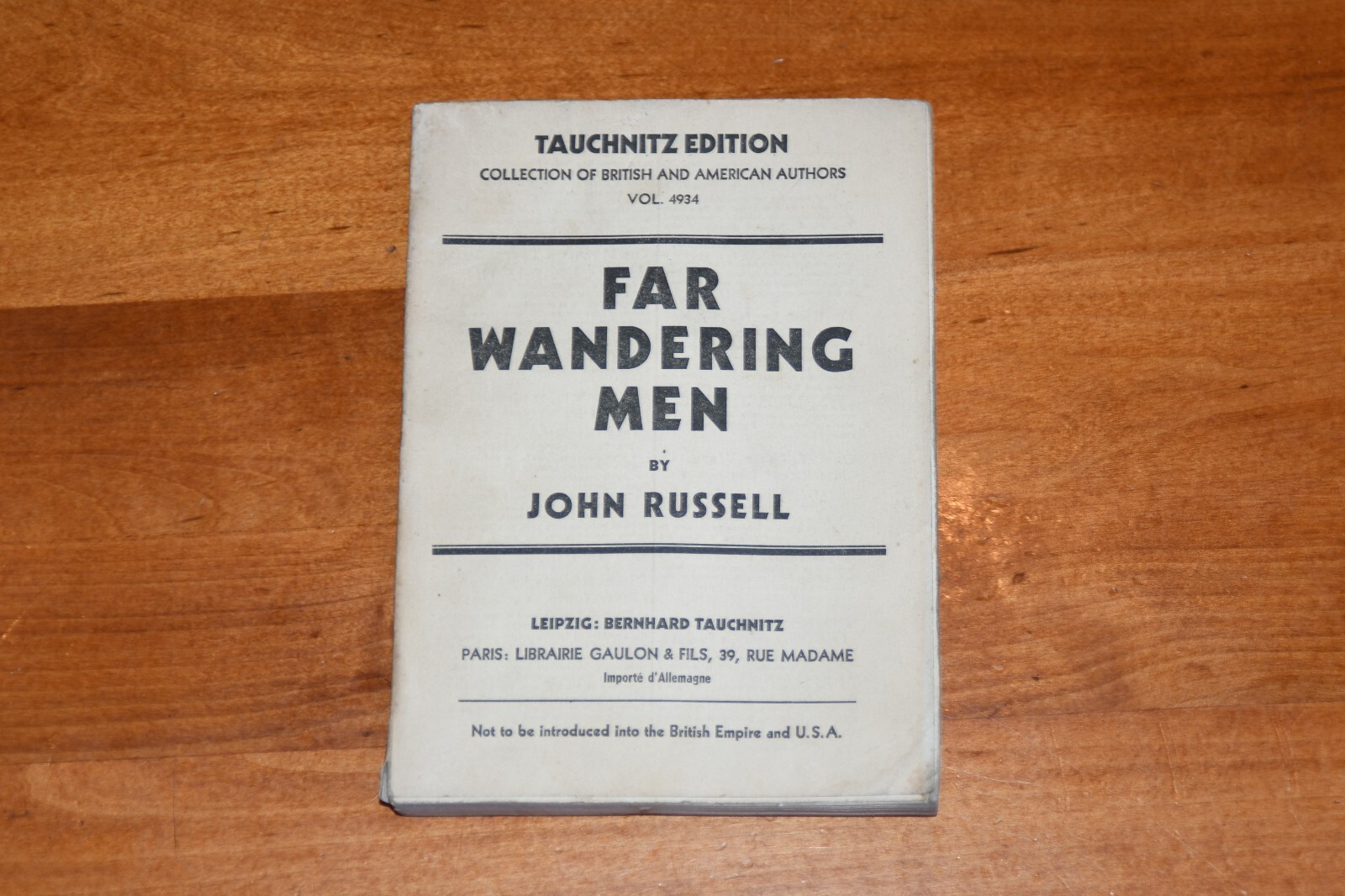 Far Wandering Men by John Russell Tauchnitz Edition Softcover 1930 Vol. 4934