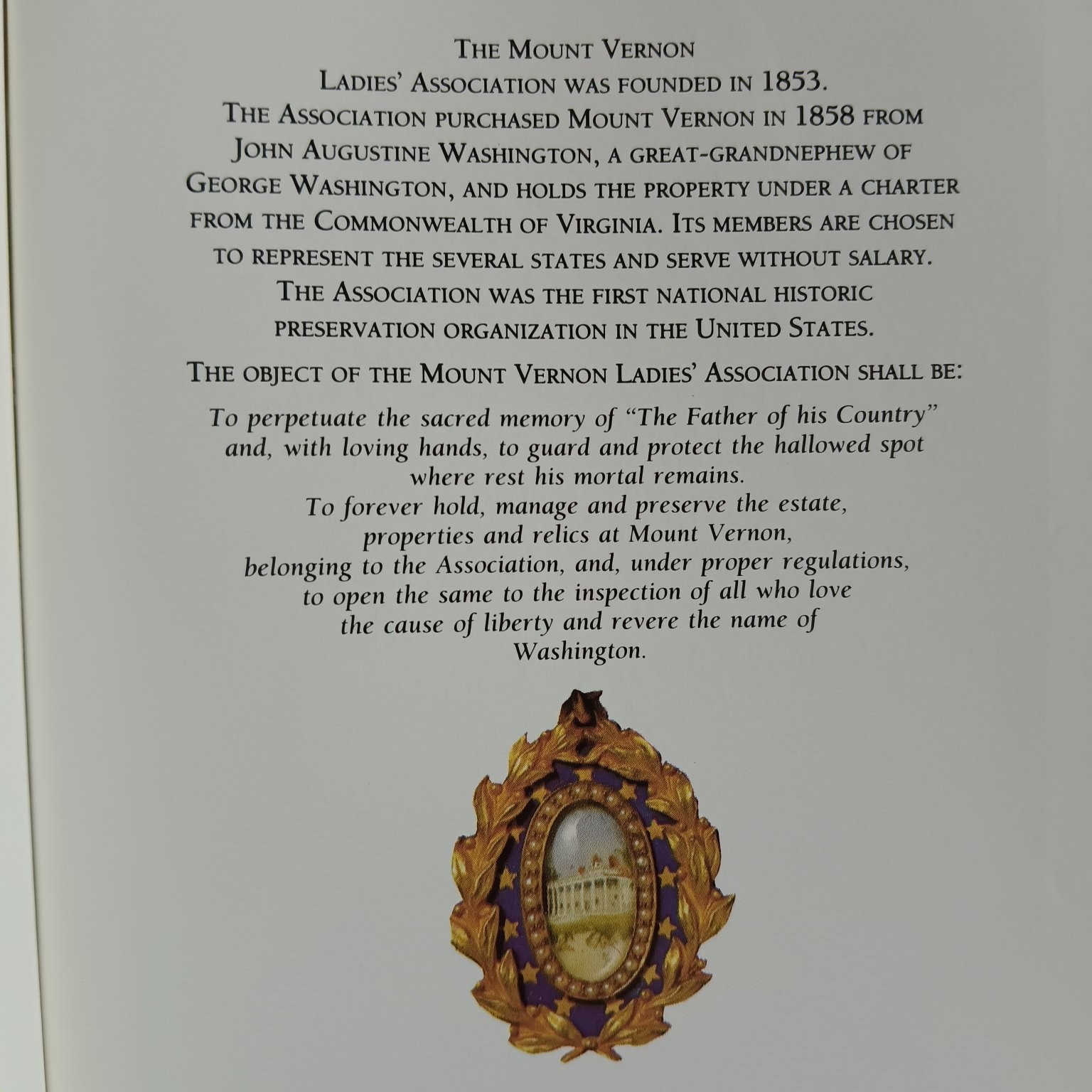 President George Washington Estate Mount Vernon Ladies‘ Association Handbook