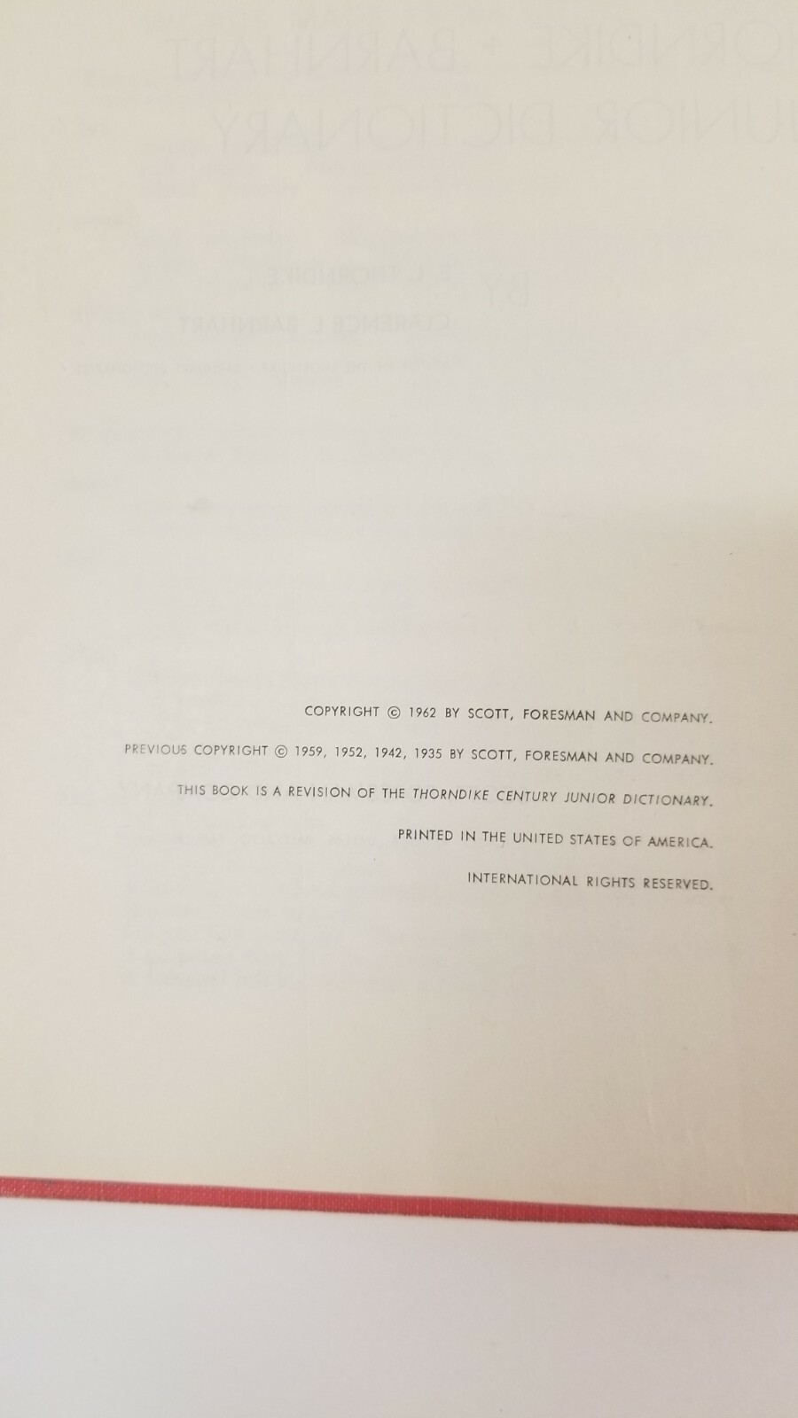 Thorndike And Barnhart Junior Dictionary 1962 Edition.
