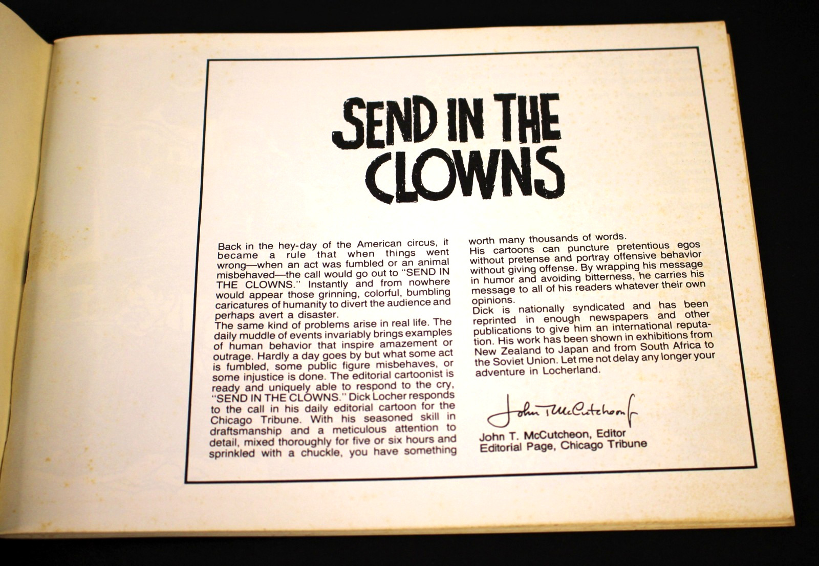 1982 DICK LOCHER Send in the Clowns CHICAGO TRIBUNE Editorial Cartoons Signed
