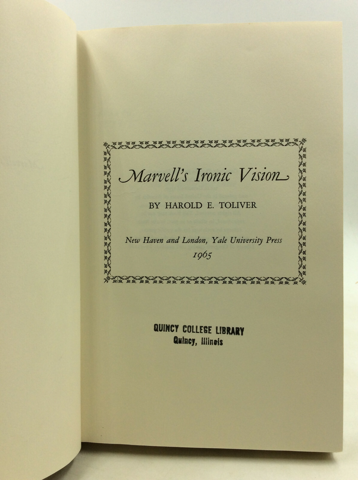 MARVELL’S IRONIC VISION – Harold E. Toliver – 1965
