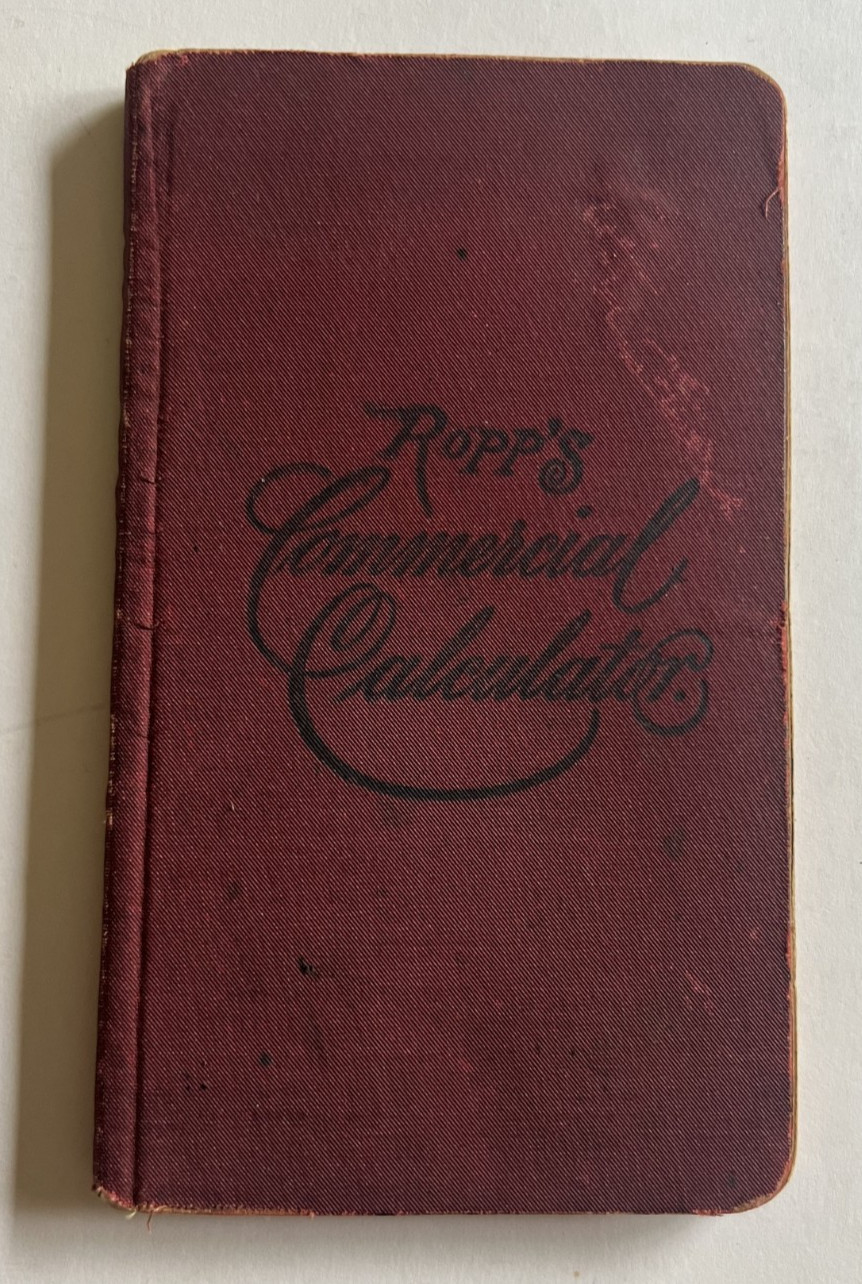 1887 Ropp’s Commercial Calculator Book– vtg Antique Pocket Math Book Red Cloth