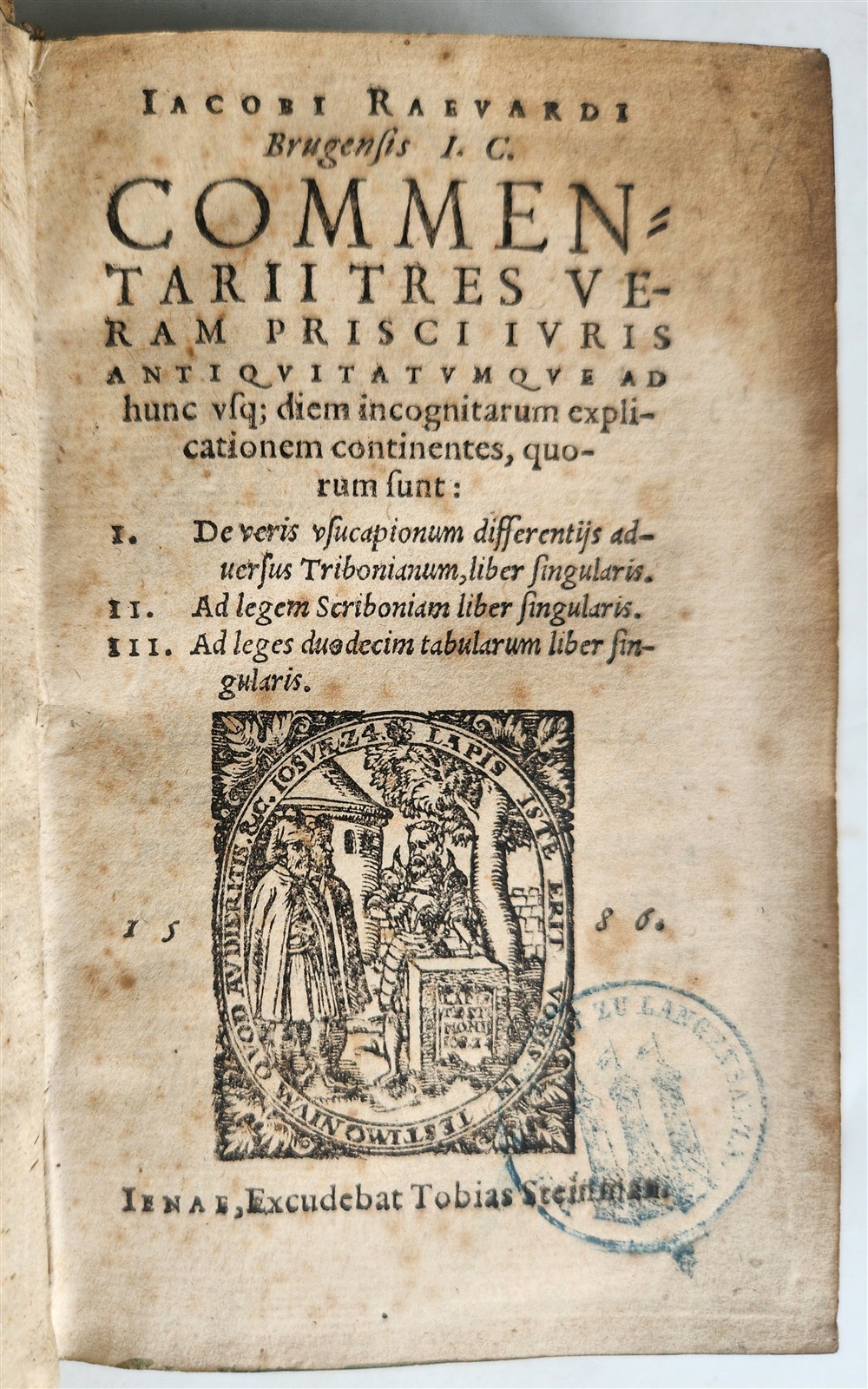 1586 ROMAN LAW TREATISE by FLEMISH JURIST Jacobus RAEVARDUS antique 16th century