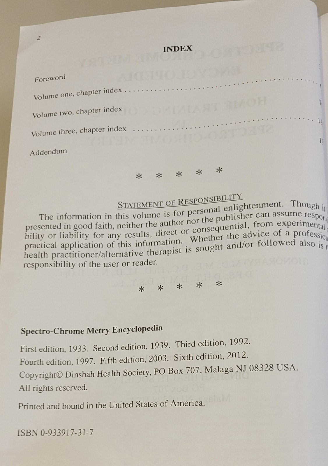 SPECTRO-CHROME METRY ENCYCLOPEDIA Dinshah P. Ghadiali (6th Edition 2012 HC BOOK)