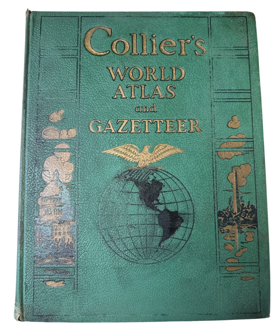 1942 Collier’s World Atlas and Gazetteer History Book Maps Vintage Hardcover WW2
