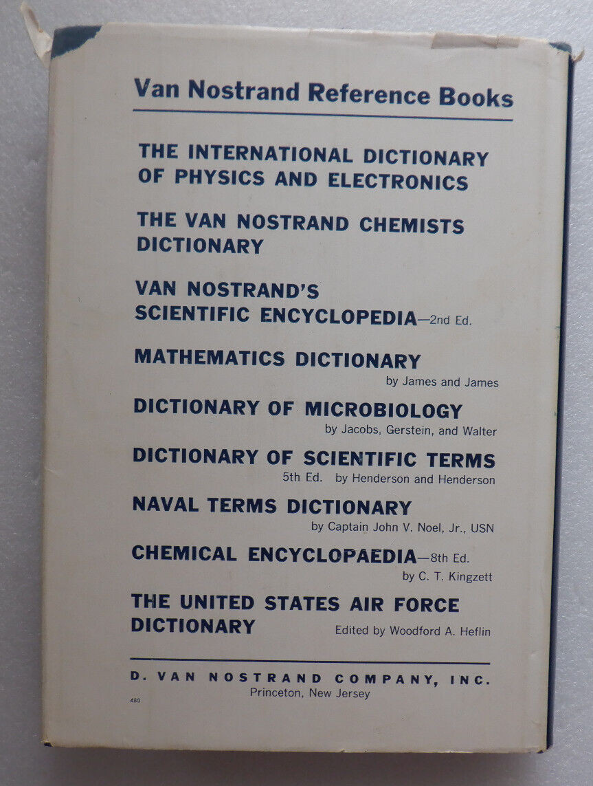 THE UNITED STATES AIR FORCE DICTIONARY/ Published by D Van Nostrand/VERY GOOD HC