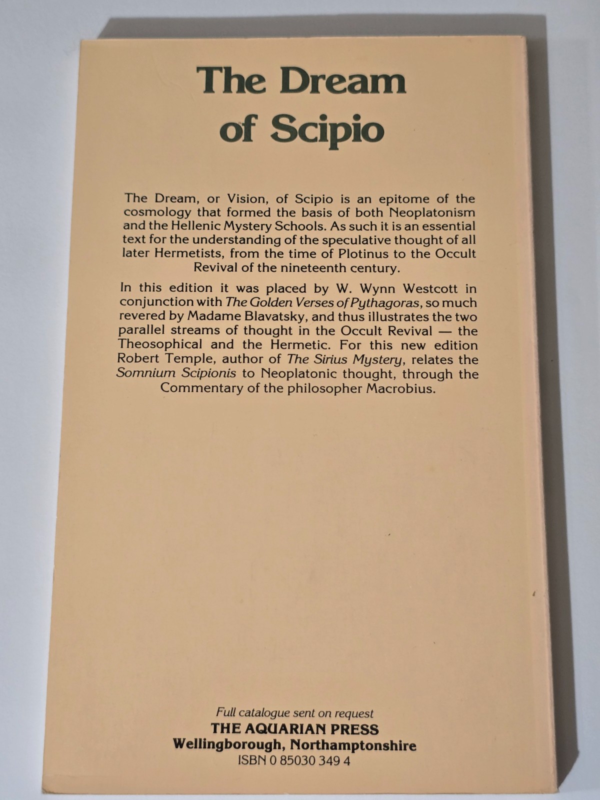 THE DREAM OF SCIPIO OCCULT 1983 AQUARIAN PRESS PERCY BULLOCK VTG MAGIC HERMETIC