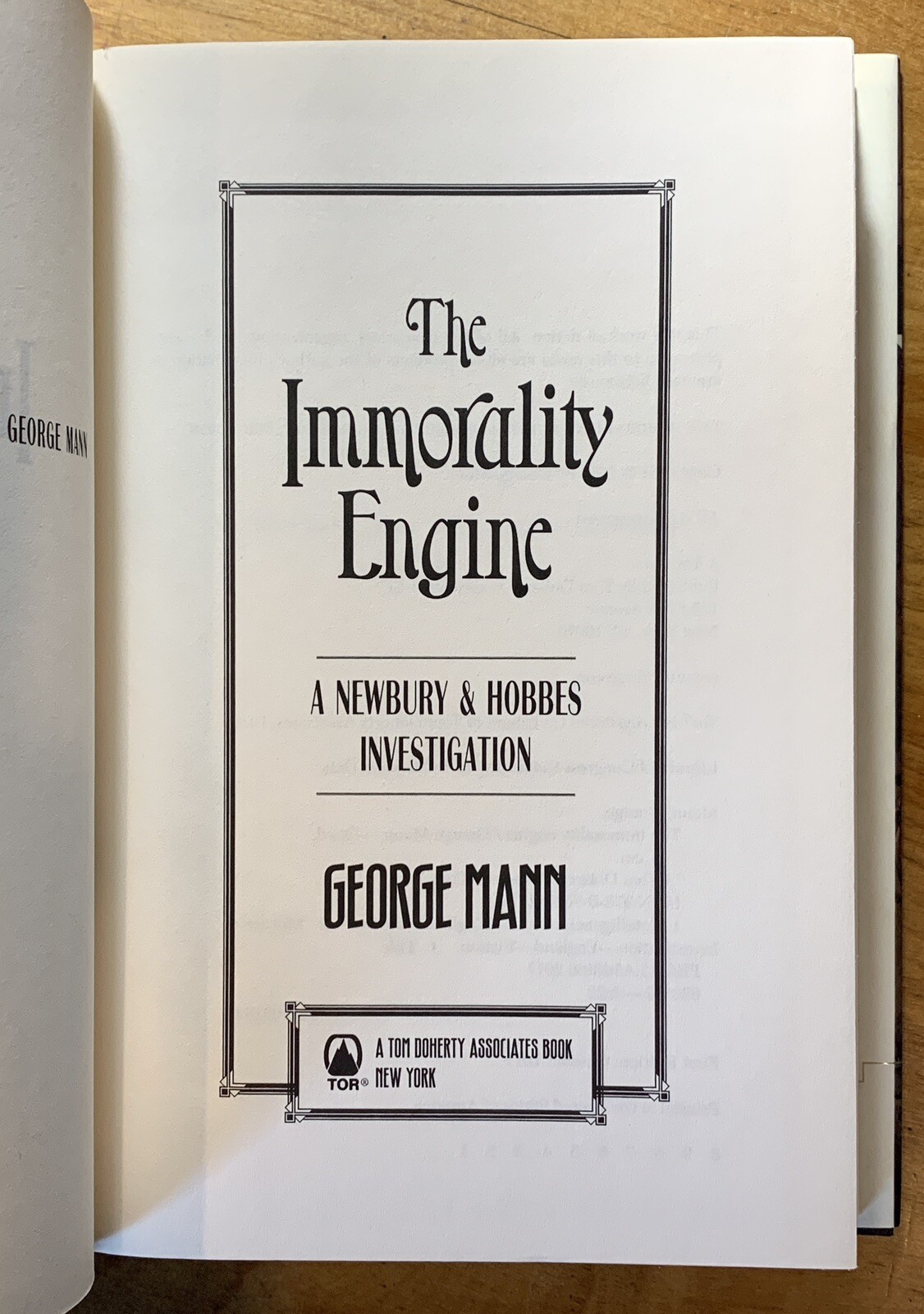 The Immortality Engine by George Mann – NF 2011 Tor sci-fi HC/DJ, steampunk