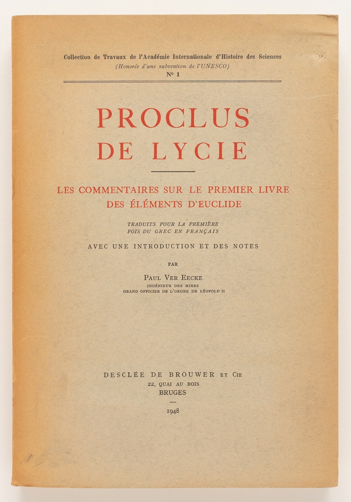 PROCLUS DE LYCIE – Paul ver Eecke – Desclee de Brouwer, 1948
