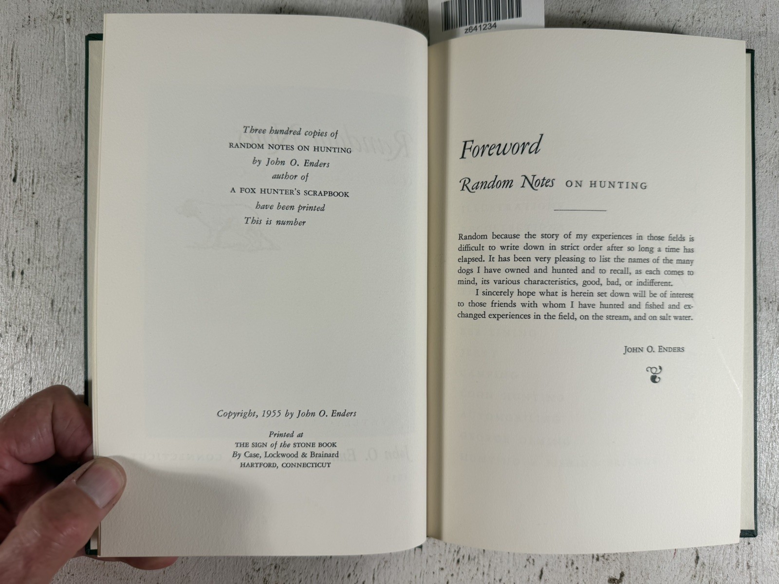Random Notes on Hunting-John Enders Privately printed- 1/300 copies Dogs Guns…