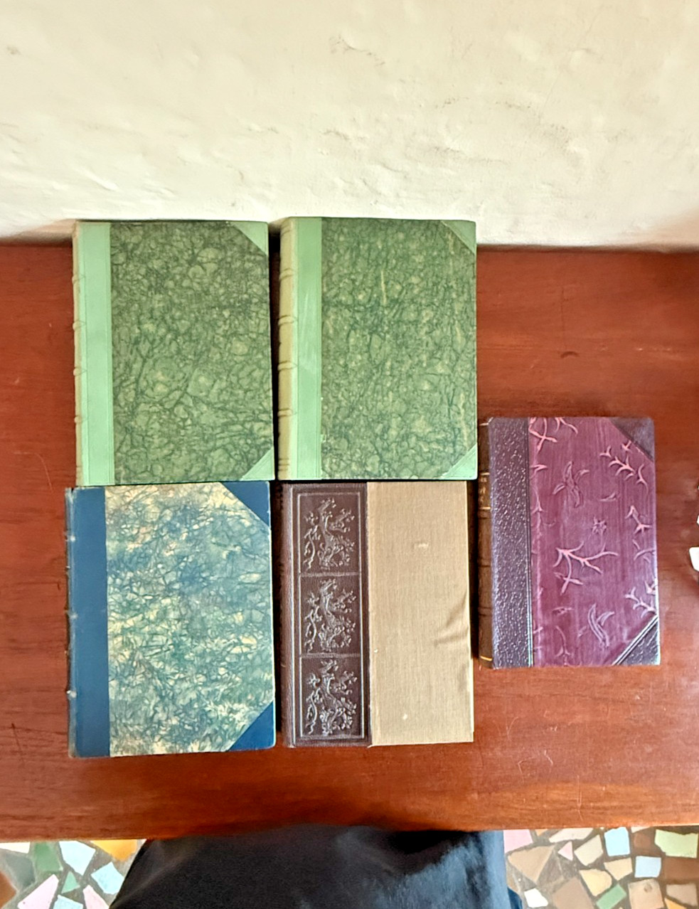 Lot of 5 Decorative Leather FINE BINDING books