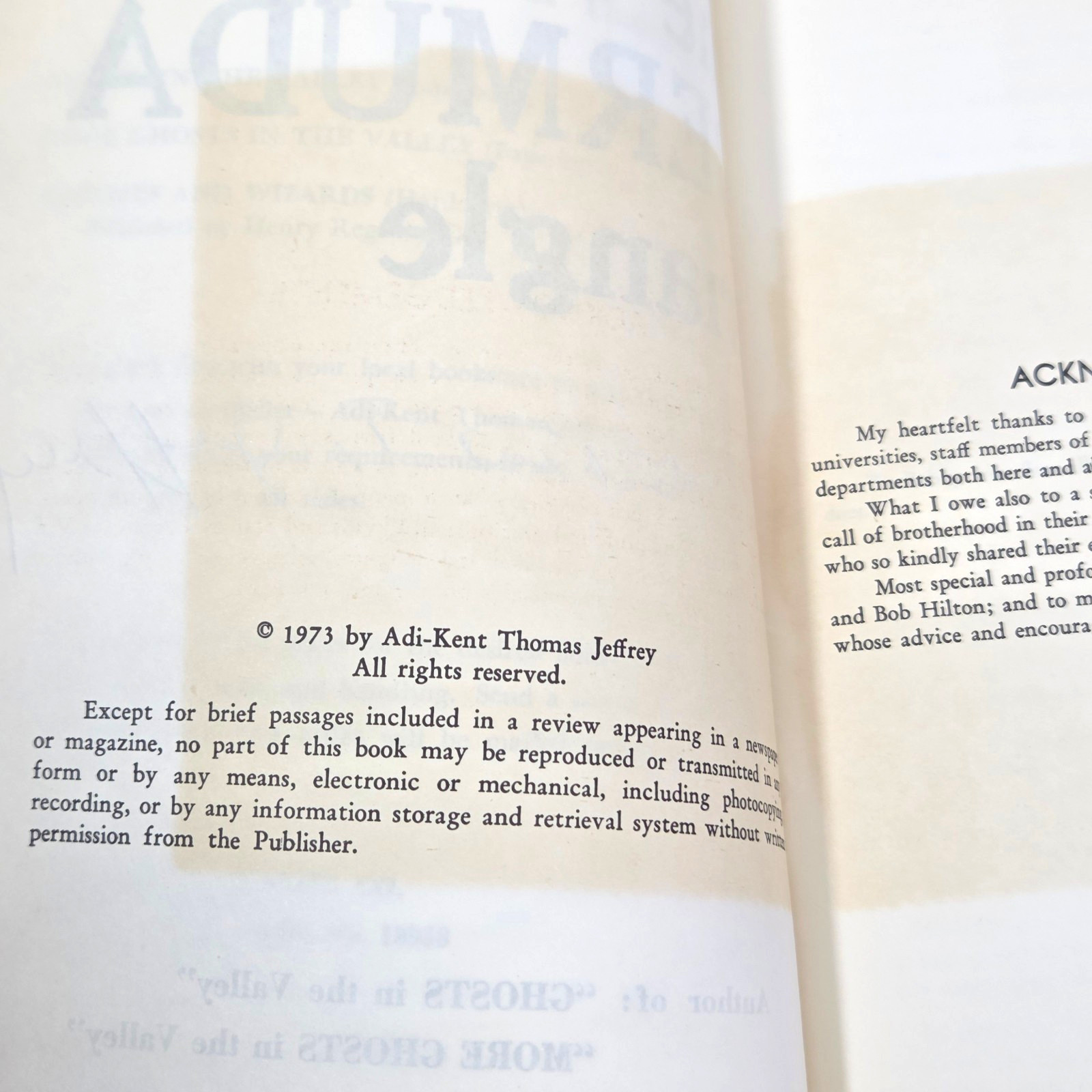 SIGNED 1973 1st Ed The Bermuda Triangle Adi-Kent Thomas Jeffrey Autograph