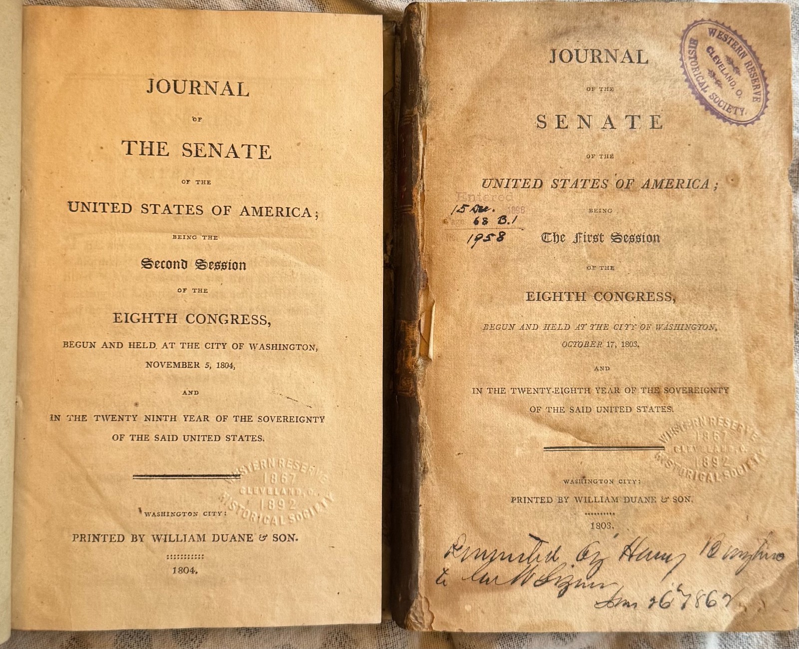 Journal of the Senate of the United States. Eighth Congress 1803 – 04