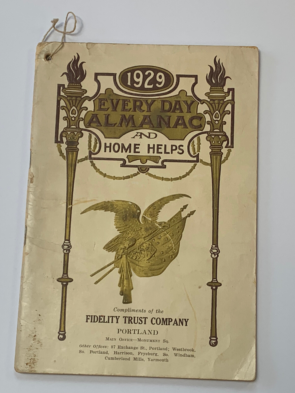 Antique 1929 Every Day Almanac and Home Helps Fidelity Trust Co. Portland, Maine