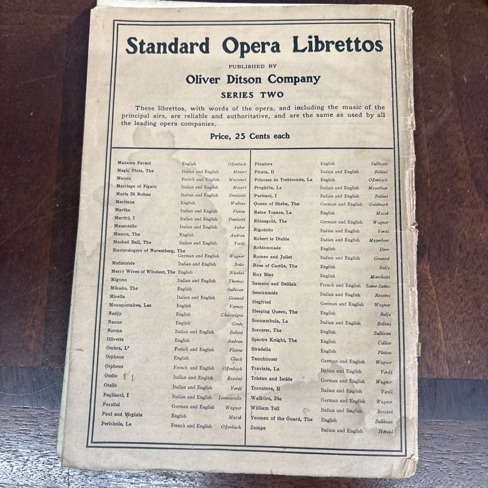 Grand Opera Librettos ~ CARMEN by Bizet ~French & English Text ~Oliver Ditson Co