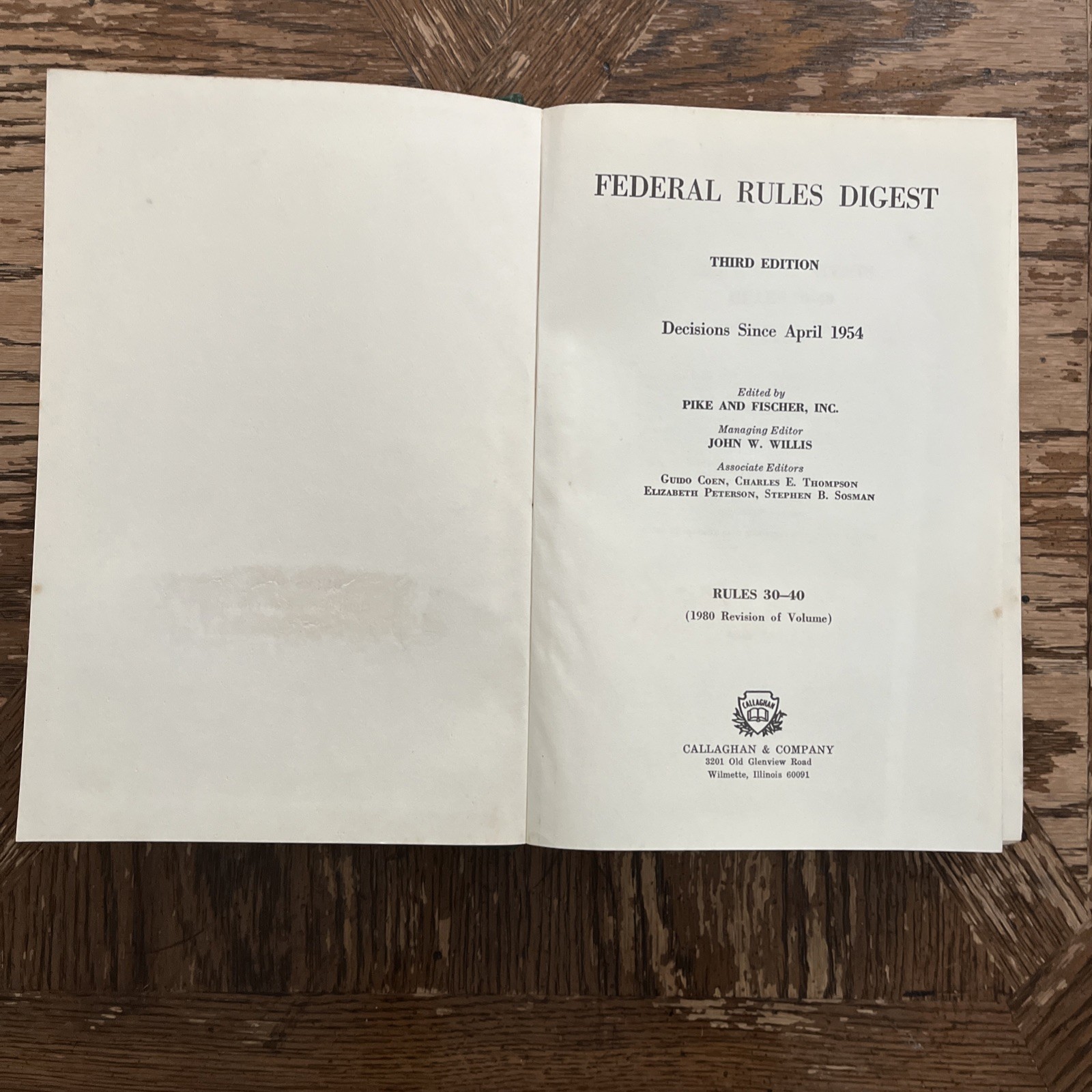 Federal Rule Digest Third Edition Decision Since April 1954