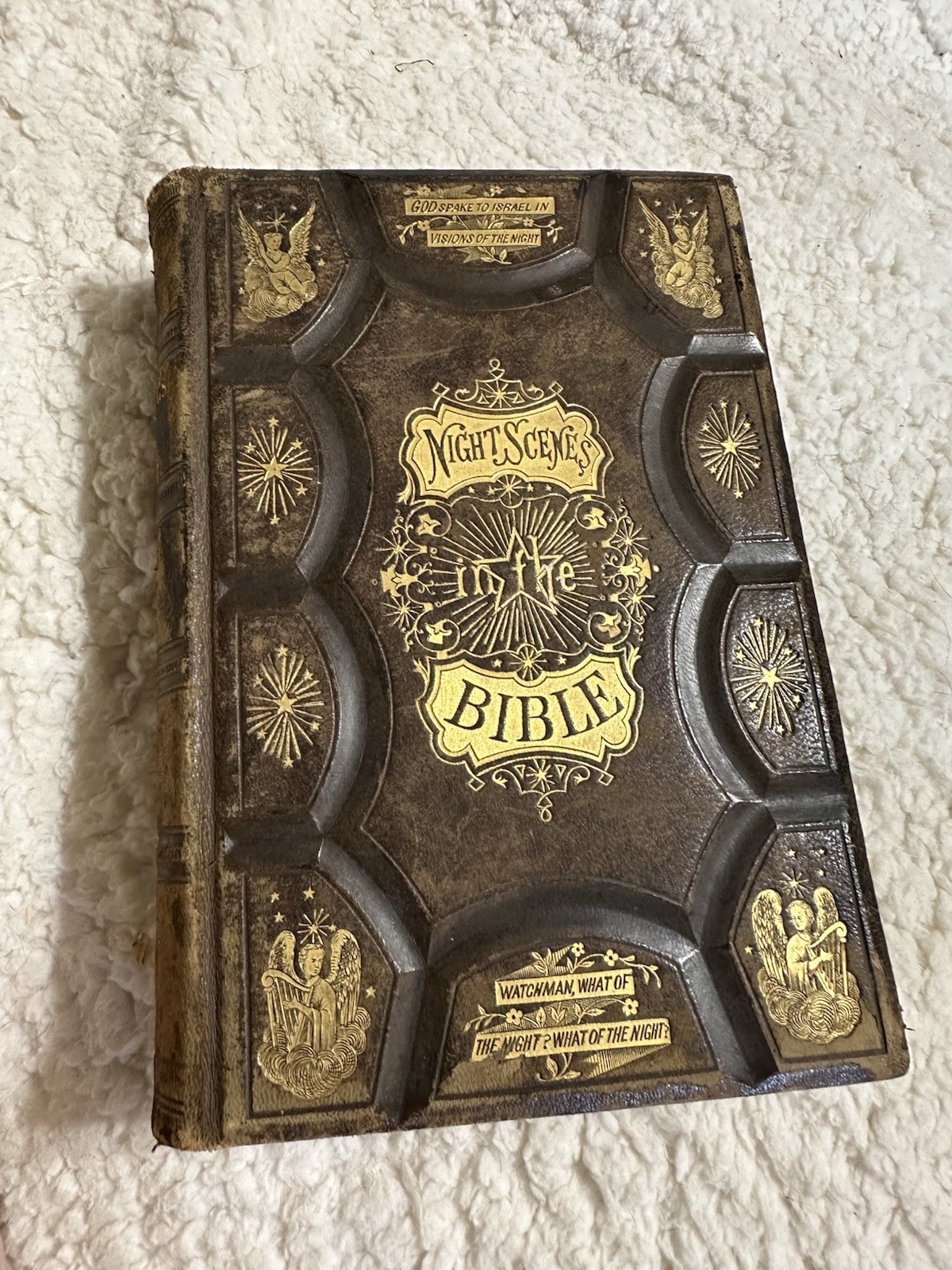 Night Scenes In The Bible 1869 Antique Religious Art Leather Bound Gold Gilded