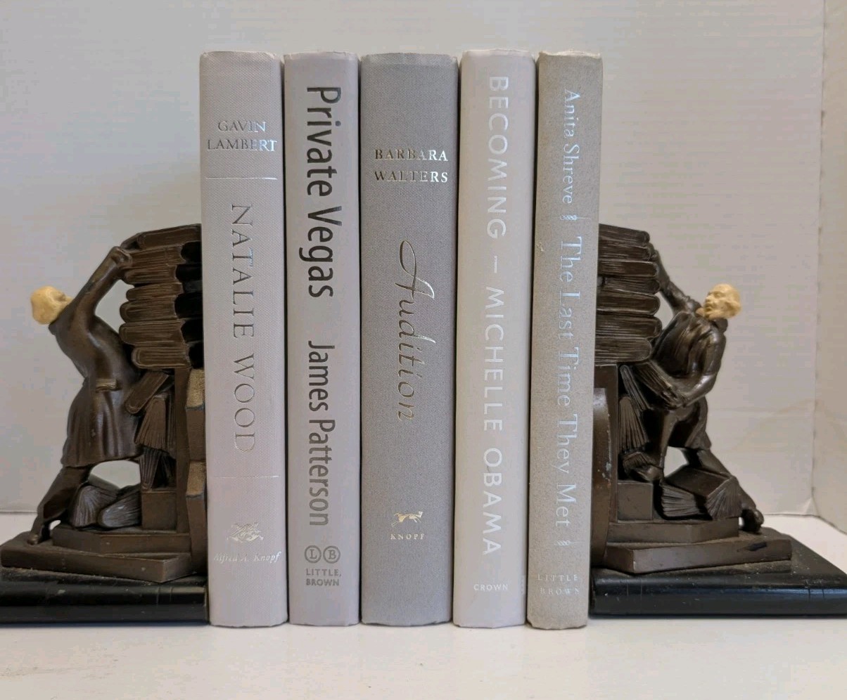 Lot of 5 Light Gray Hardcover Books for Looks Home Decor Props Staging