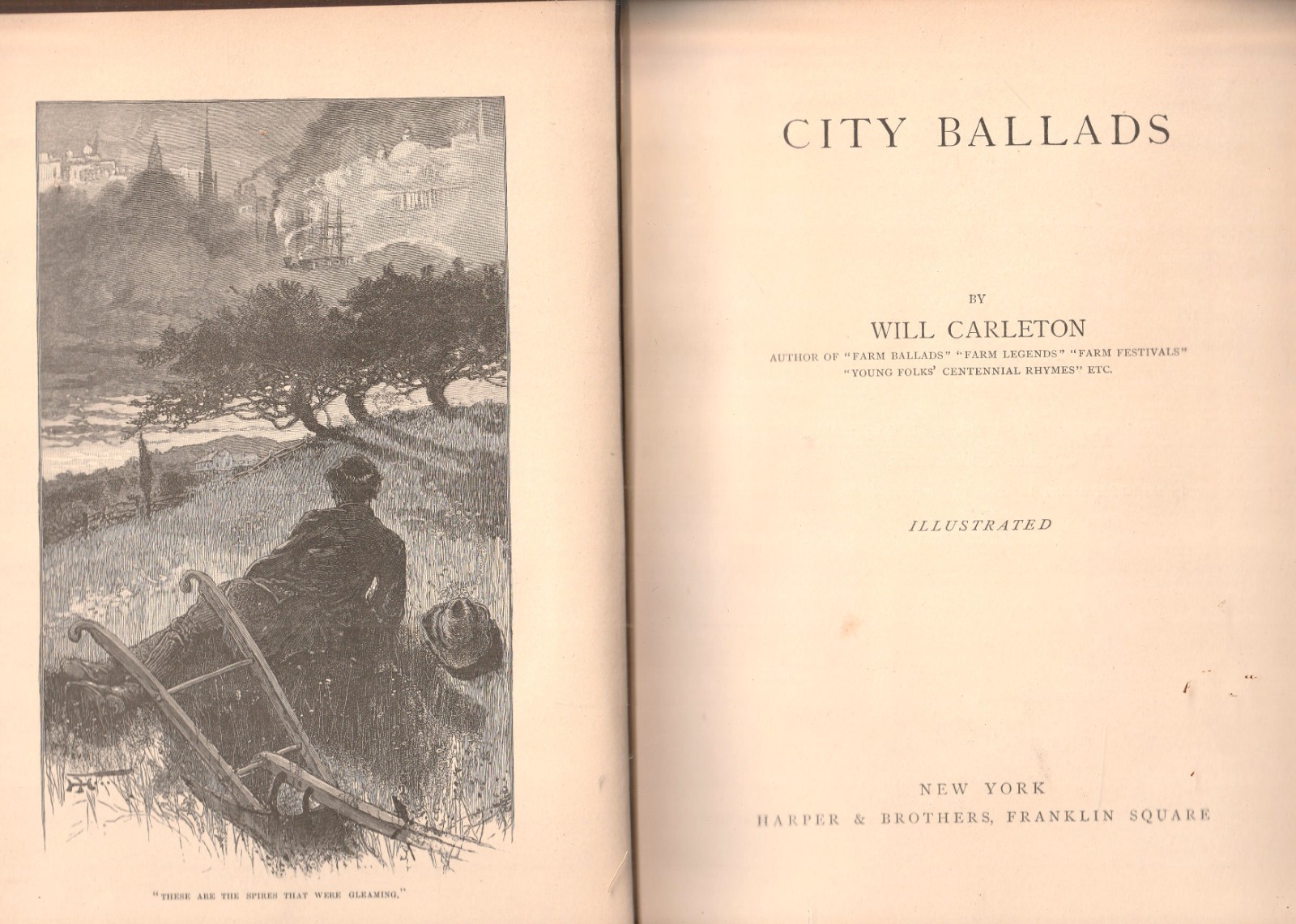 City Ballads – Will Carleton – 1885 Harper & Brothers – Decorative Cover – Gilt
