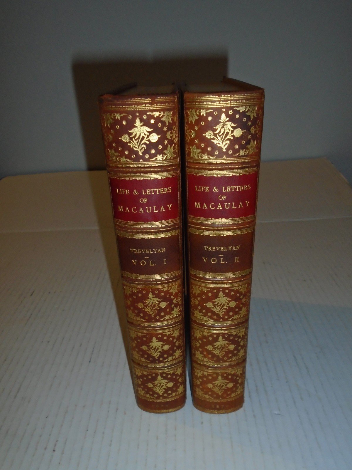 1876 – The Life and Letters of Lord Macaulay, 2 Volumes, Complete, Full Leather