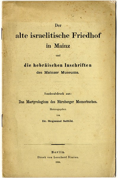 Rhineland Palatinate Mainz City History Judaica Israelite Cemetery Book 1898