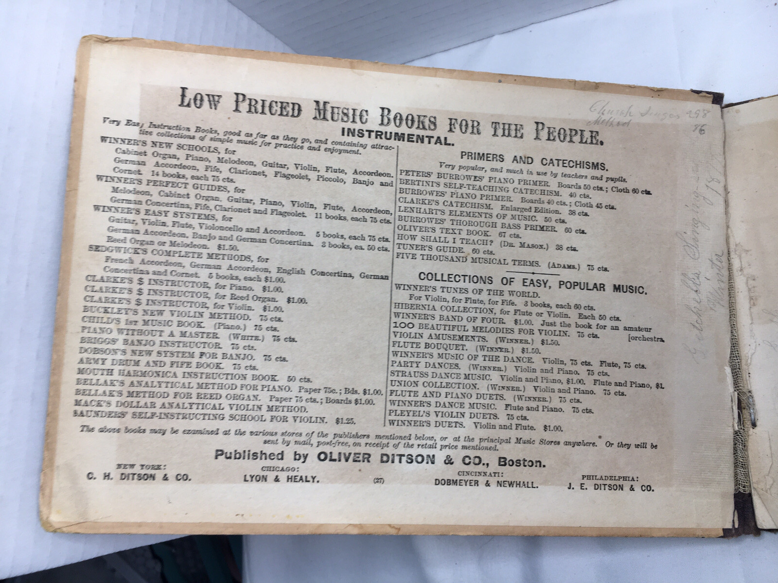 Antique Book 1878 Johnson’s Method For Singing Classes by A. N. Johnson
