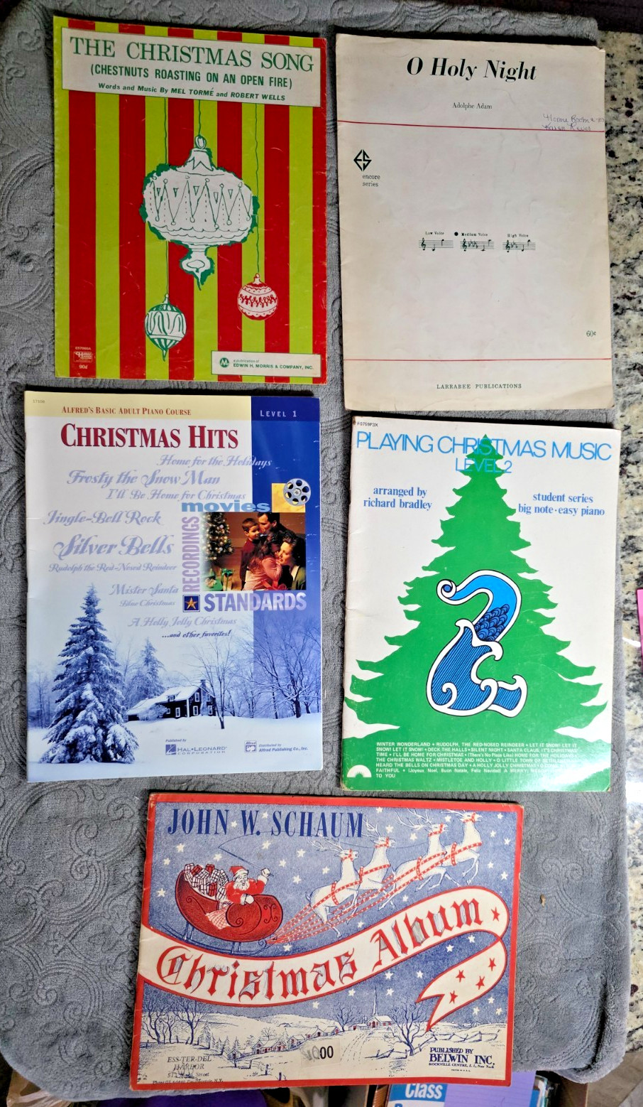 Vintage Christmas Sheet Music & Piano Book Lot of 5 ~ Schaum O Holy Night Alfred