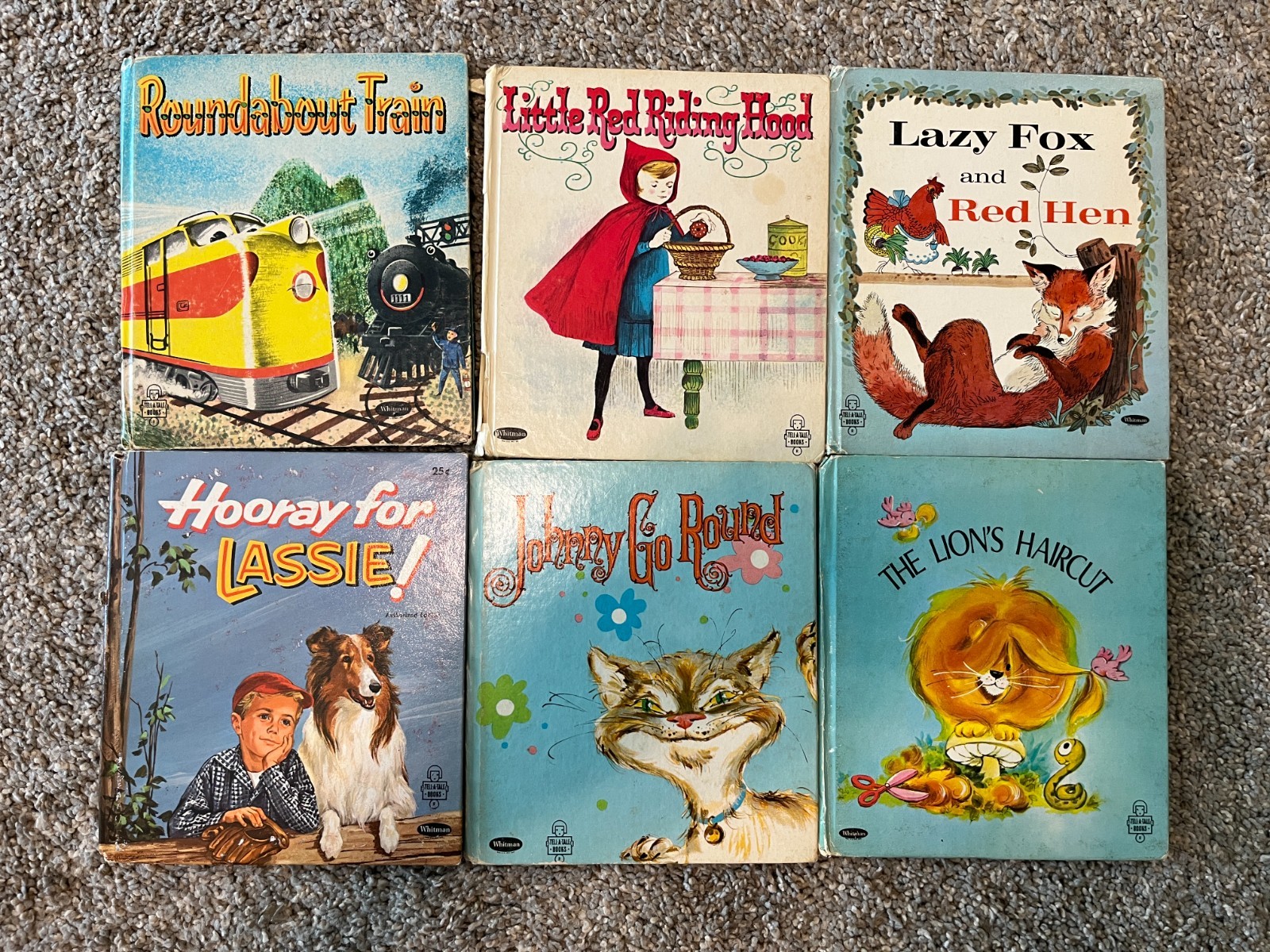 Lot of 6 Vintage Whitman Tell-A-Tale Books – Lassie, Red Riding Hood 1950’s/60’s