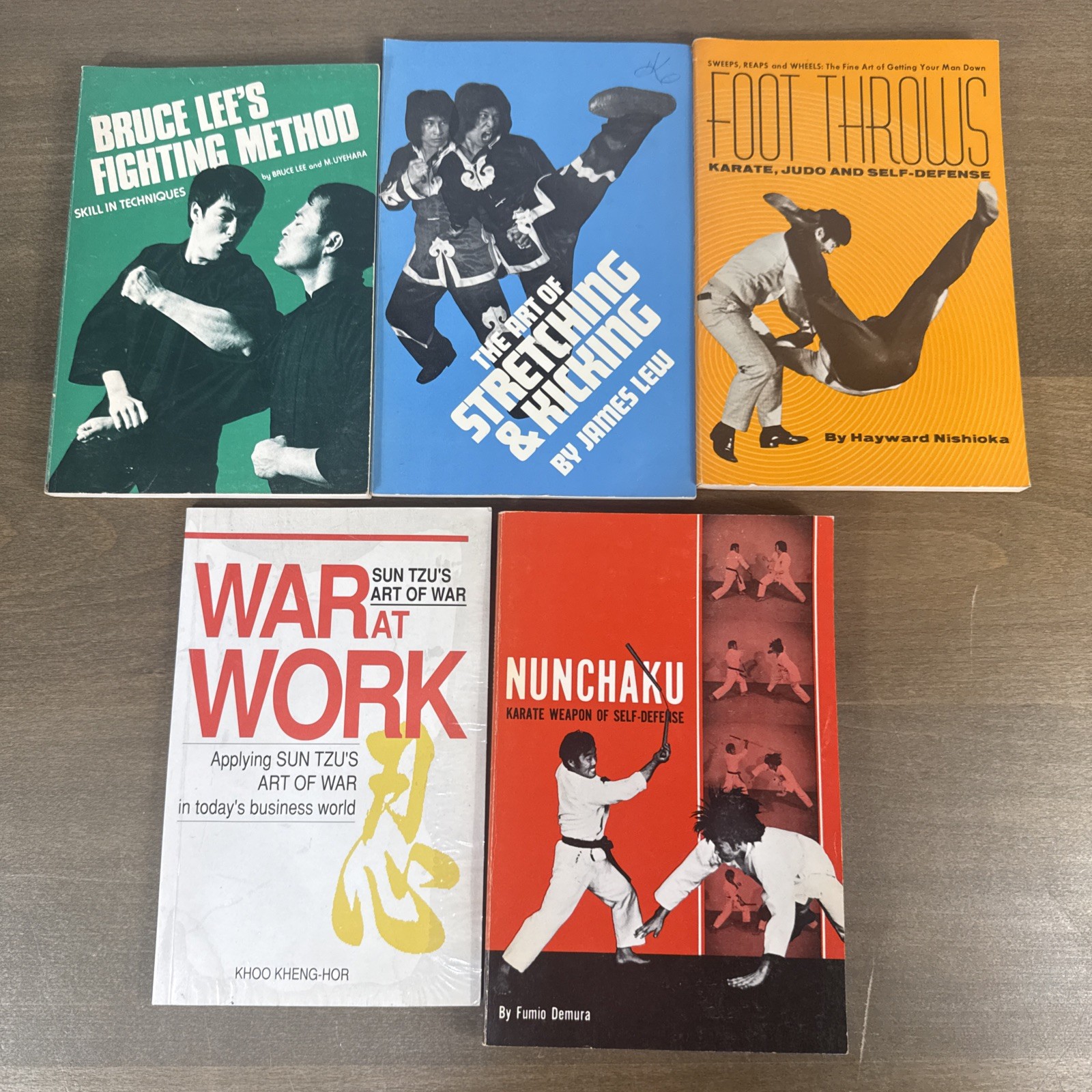 Lot Of 5 Martial Arts Books Bruce Lee Nunchaku Foot Throws Sun Tzu Stretch/Kick
