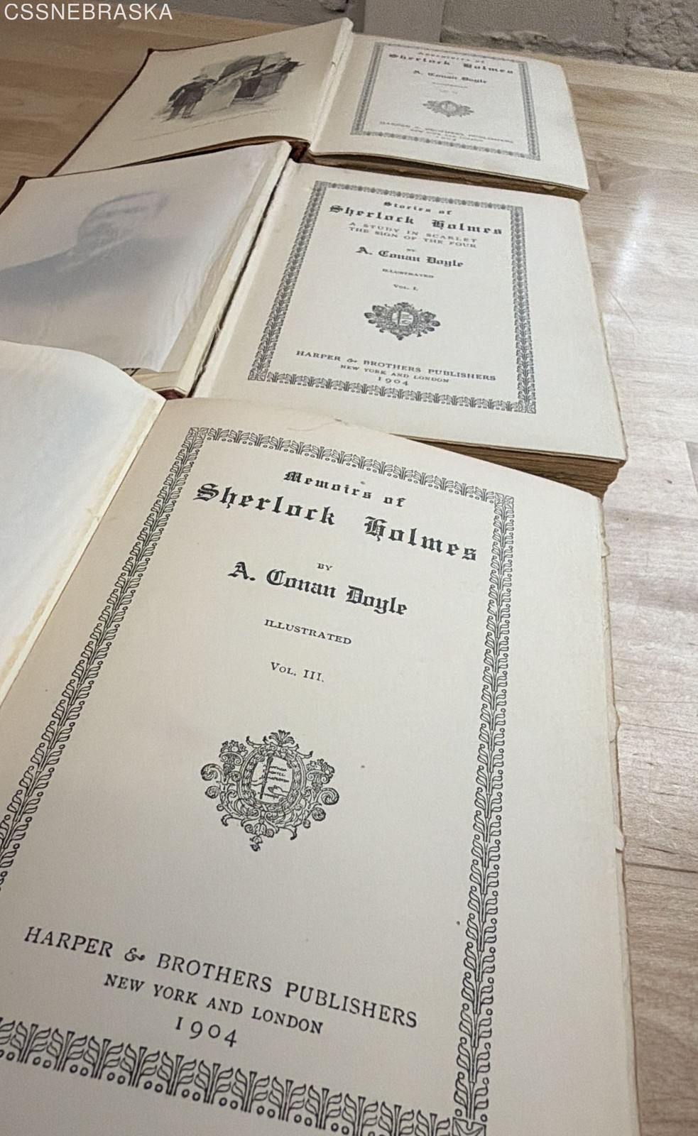 A. Conan Doyle Sherlock Holmes 3 Volume Set 1904 Harper & Brothers Illustrated