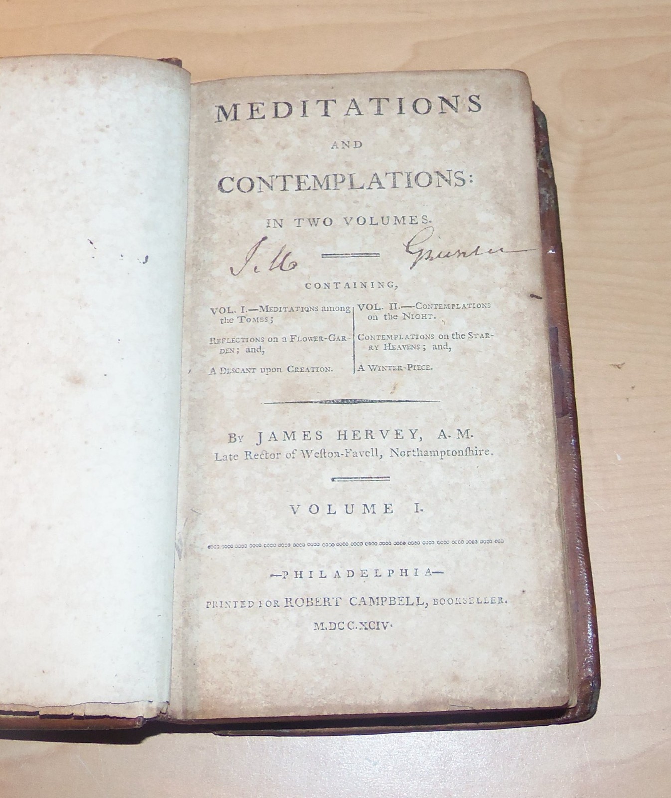 Meditations and Contemplations. Hervey. 1794-5. Two vol in one.
