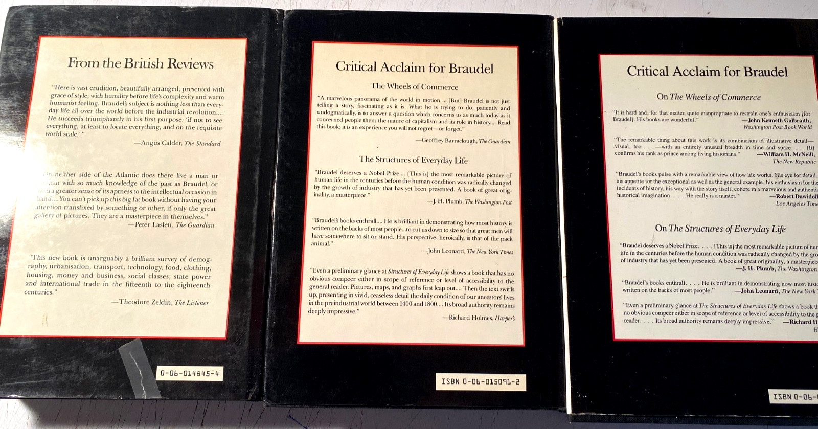 FERNAND BRAUDEL-CIVILIZATION & CAPITALISM-A MASTERPIECE 3V SET 1981-84-HB/J FN