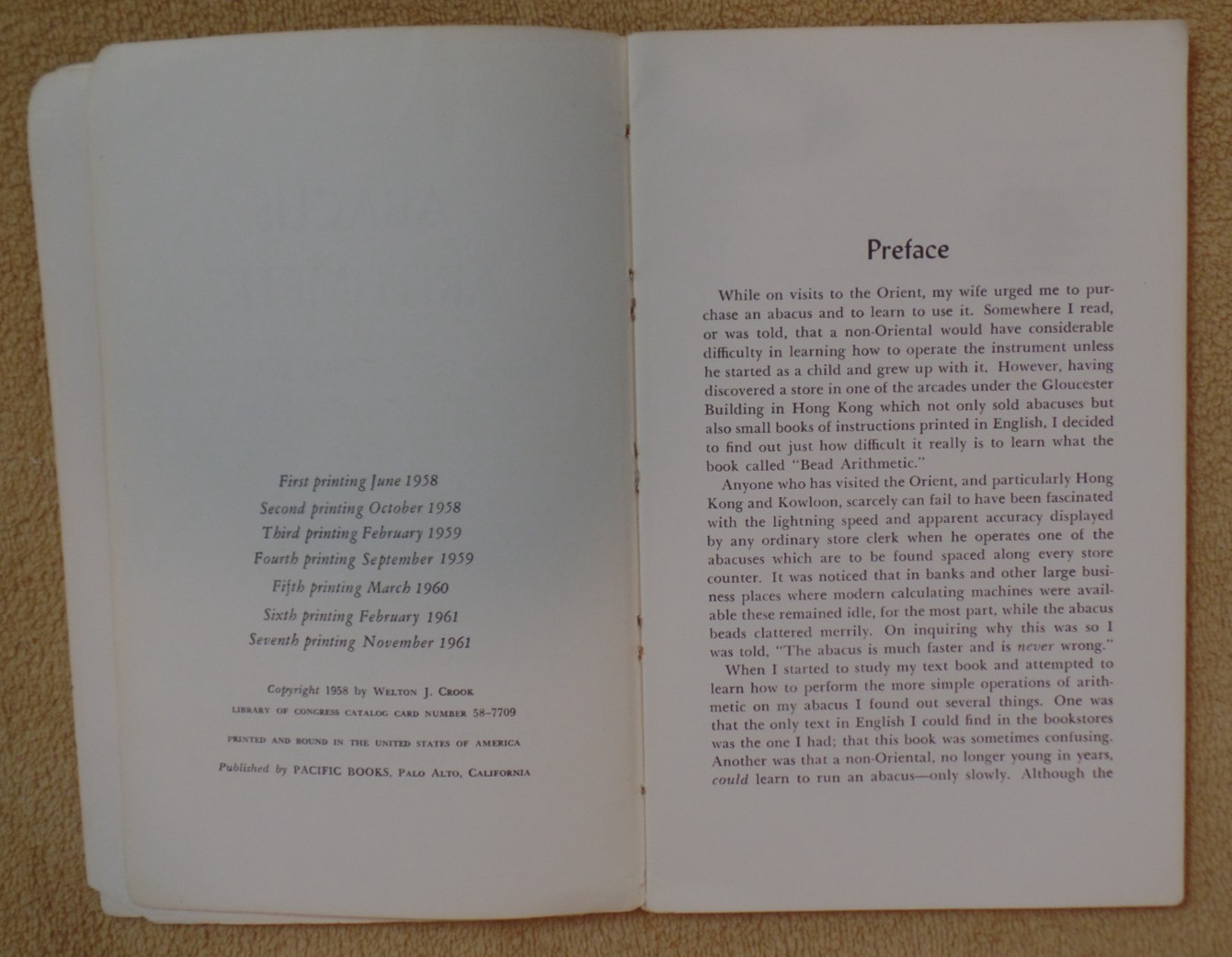 Abacus Arithmatic, Weldon J. Crook, SB, 1961, Pacific Books, Palo Alto CA