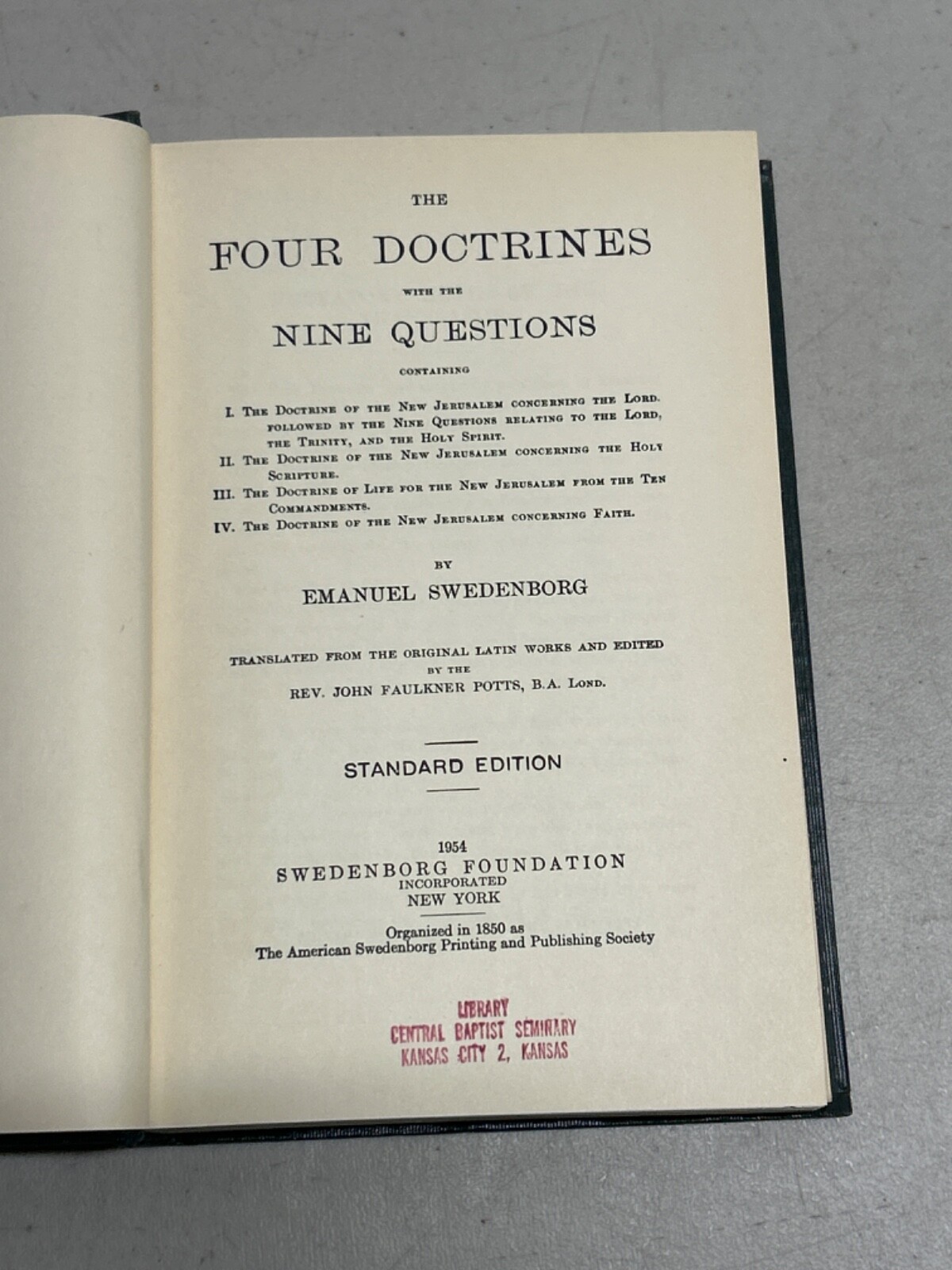 Emanuel Swedenborg – The Four Doctrines 1954