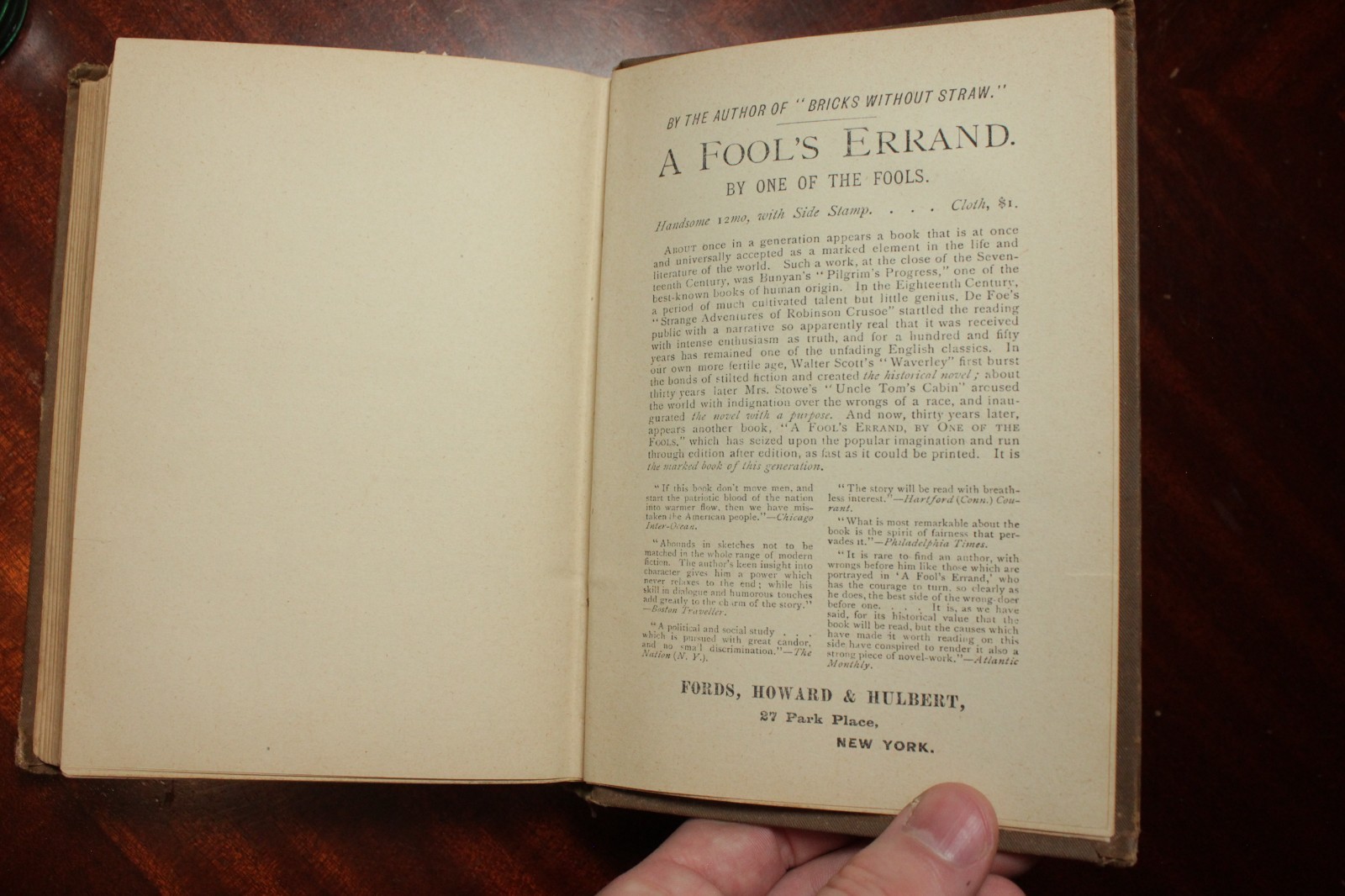 Bricks Without Straw Albion W. Tourgee Reconstruction Era Civil Rights 1880
